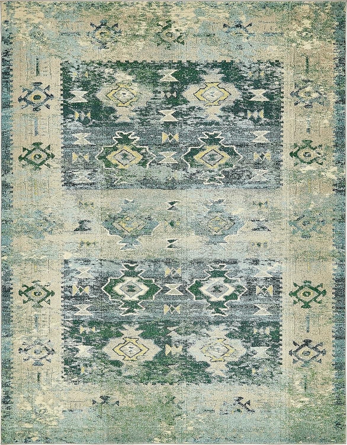 Unique Loom Empire Monterey Rug Green/Beige 8' x 10' Rectangle Geometric Modern Perfect For Living Room Bed Room Dining Room Office