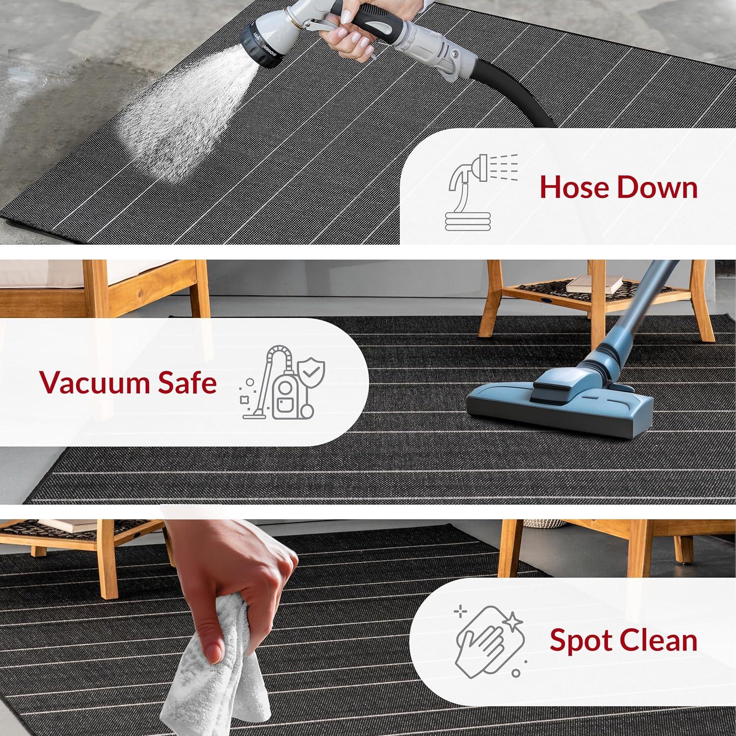 Randall Striped Machine Woven / Power Loomed Indoor/Outdoor Patio Rug