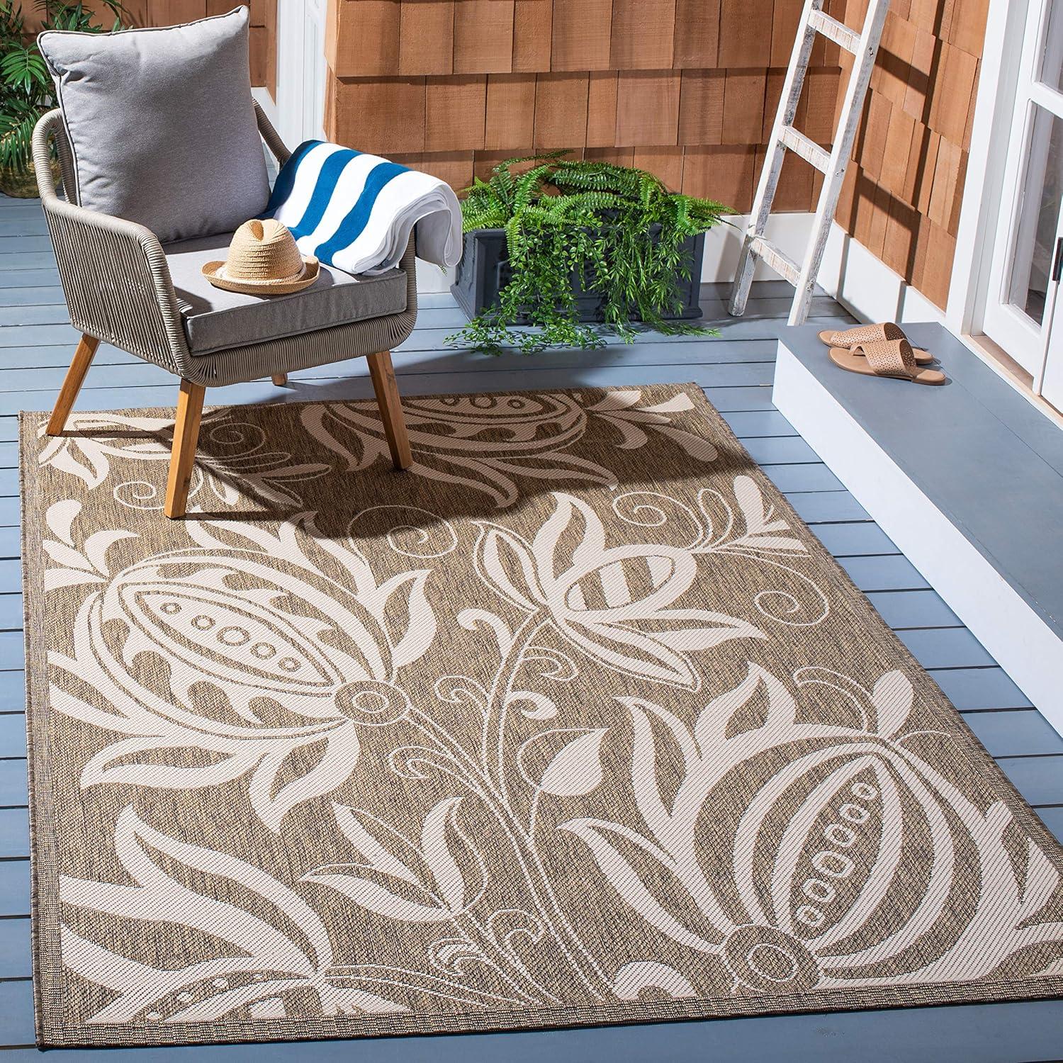 Reversible Brown and Natural 9' x 12' Synthetic Area Rug