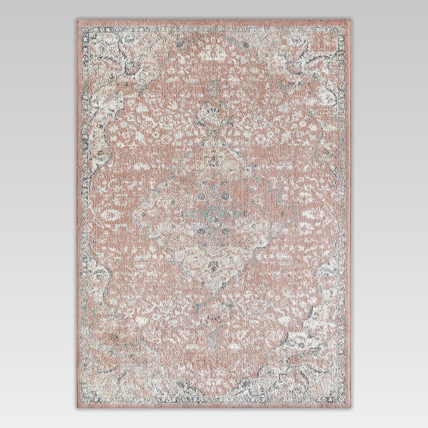 Hailey Pink Amaranth Bedroom Rug - Persian Inspired Rug for Living Room, Trendy Pink Floor Decor, Soft Area Rug, 5'x7'