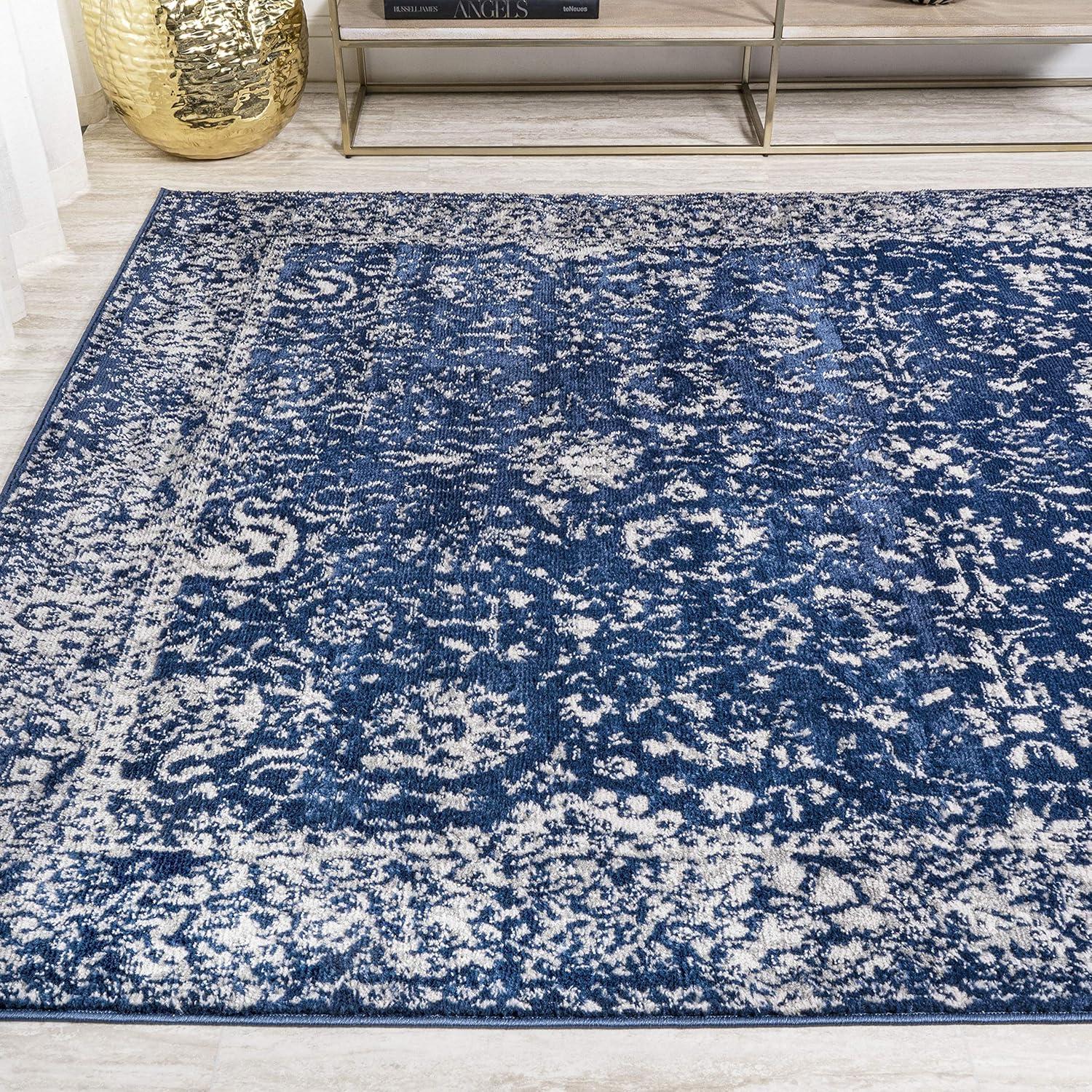 3'x5' Soleiman Modern Persian Area Rug, Navy - JONATHAN Y