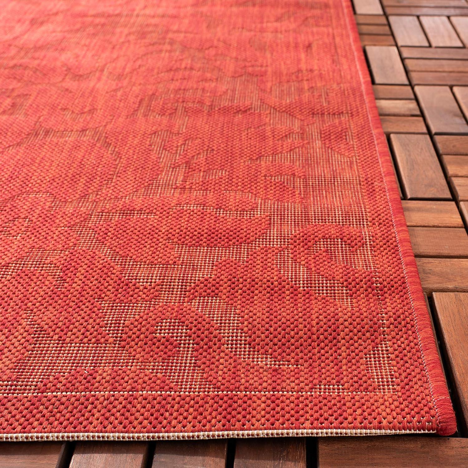 Sultry Red Synthetic 5' x 7' Easy-Care Outdoor Area Rug