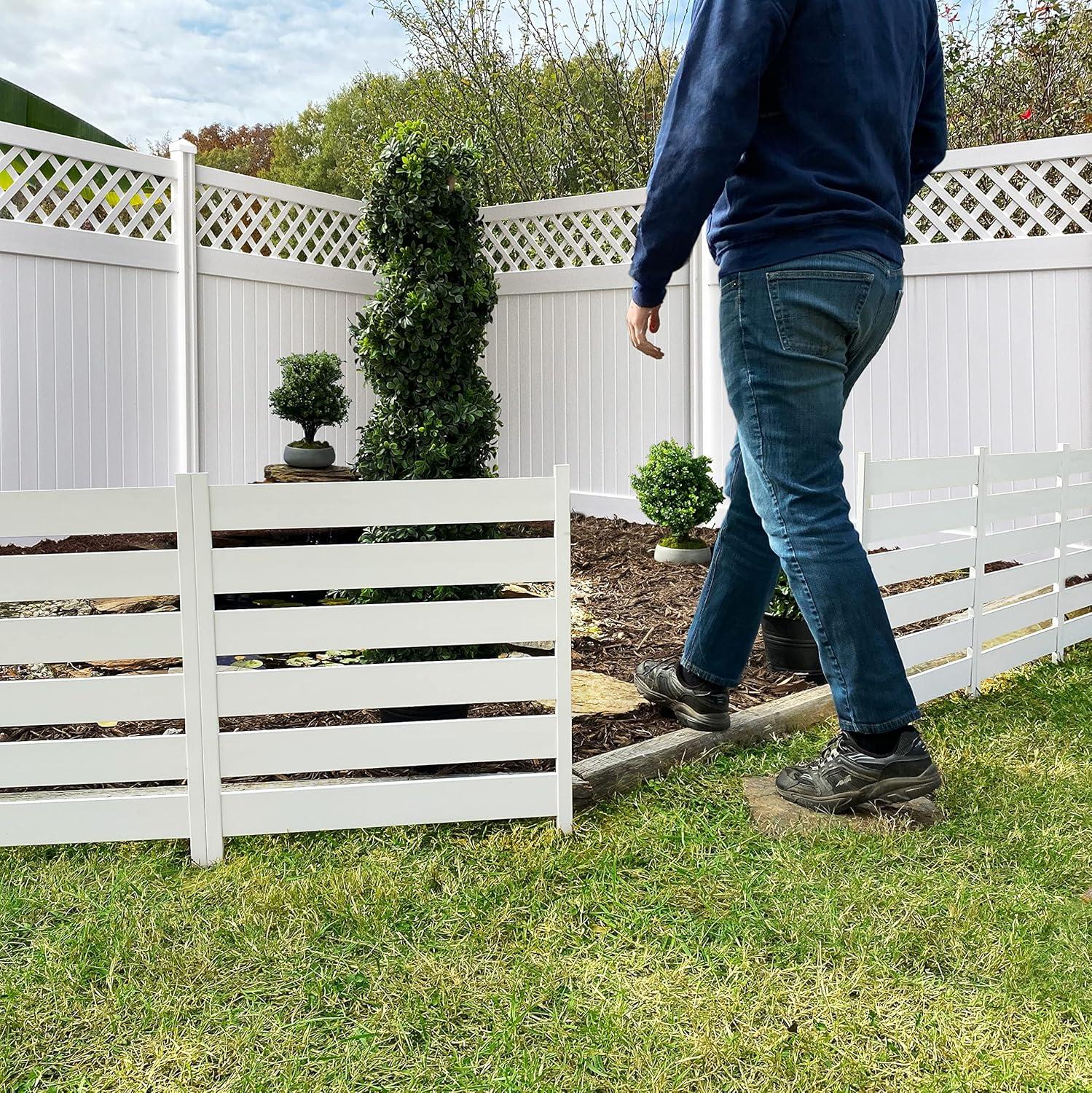 Zippity Outdoor Products 26in H x 24in W (3 Panels) No Dig Zippity Maui Fence Kit, Charcoal Color WoodTek Vinyl Fence Panel, Temporary Outdoor Border for Garden, Easy Install DIY Fence for Backyard, Patio, & Deck, ZP19066