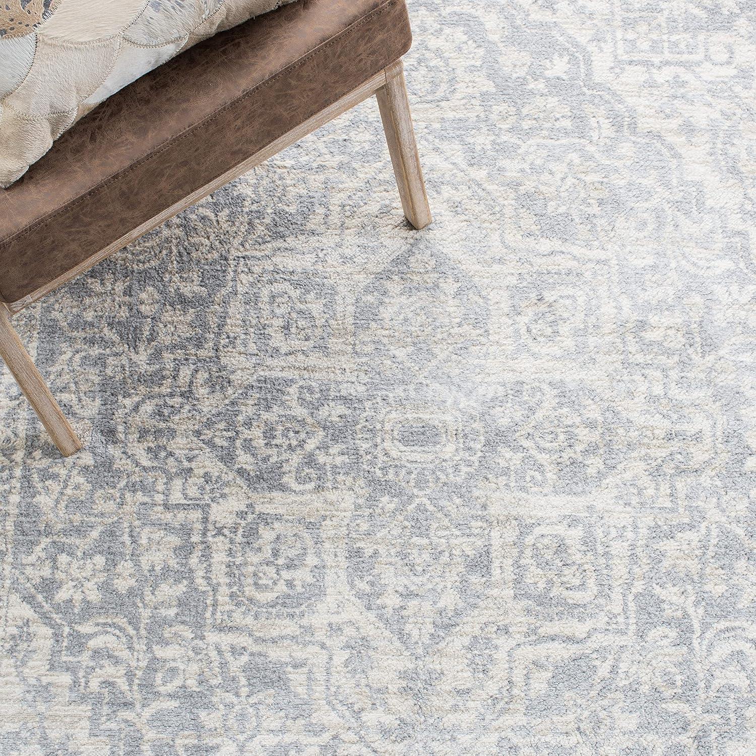 SAFAVIEH Brentwood Adams Oriental Runner Rug, Light Grey/Ivory, 2' x 8'