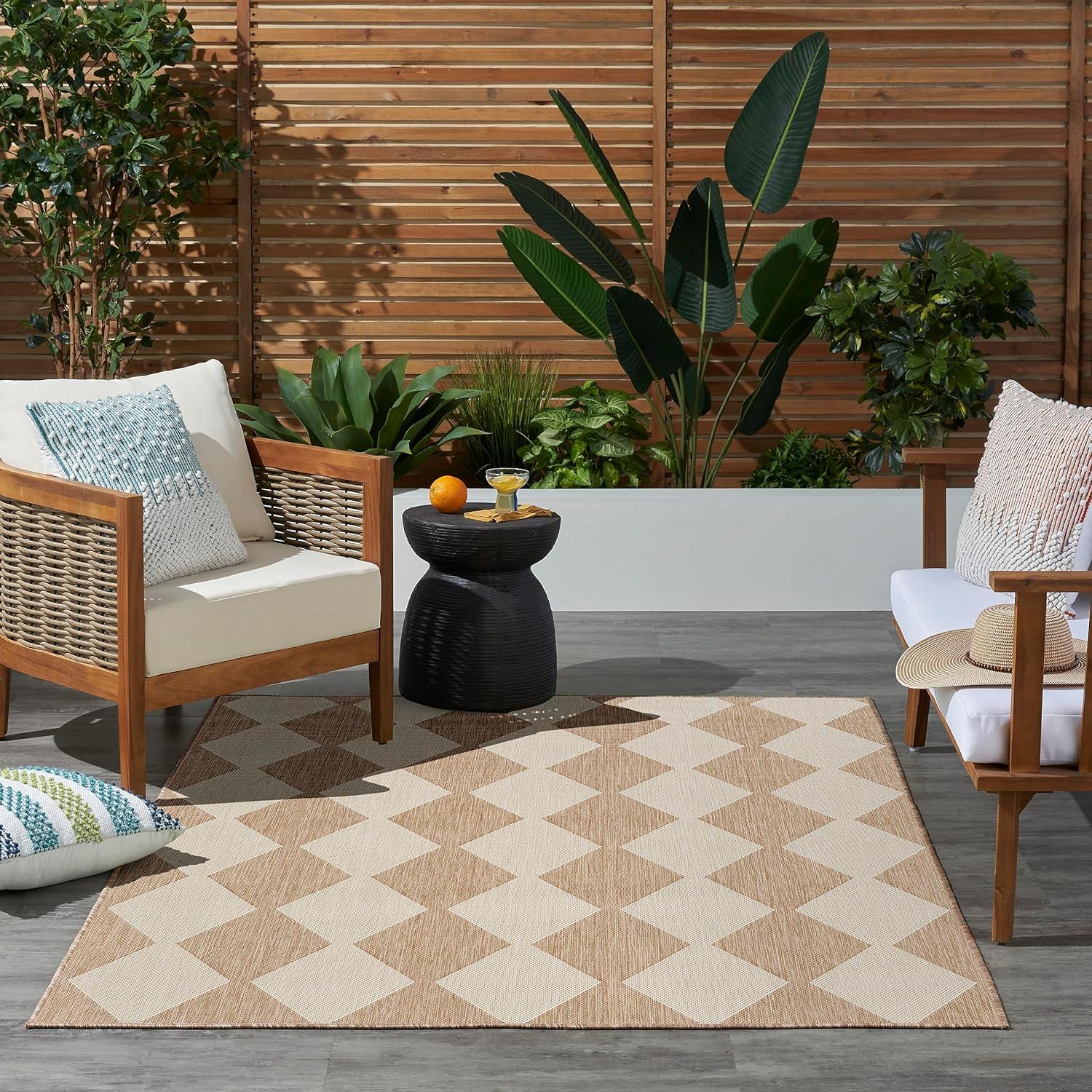 Nourison Positano 4' x 6' Jute Diamond Modern Flatweave Indoor/Outdoor Rug