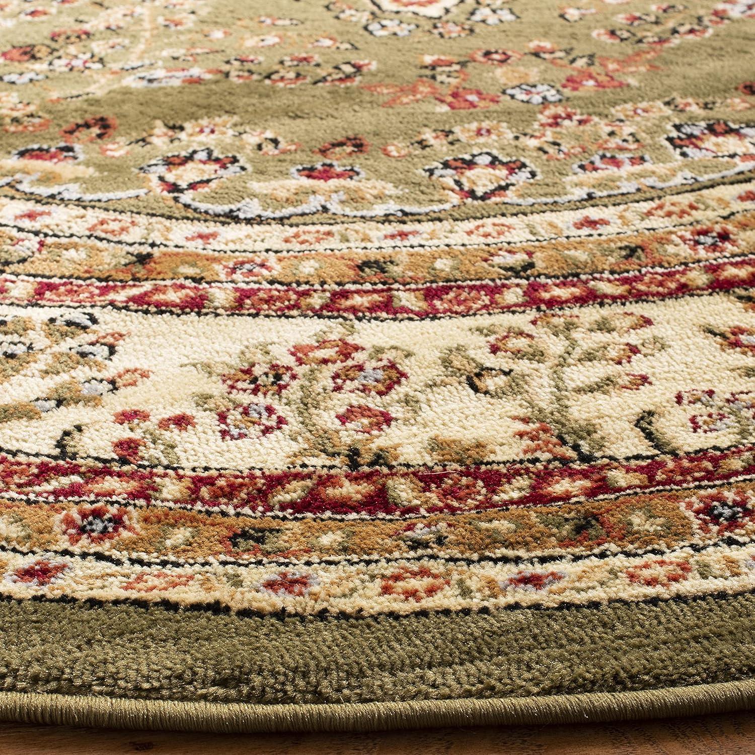 Lyndhurst Sarouk LNH331 Power Loomed Area Rug - Sage/Ivory - 5'3" Round - Safavieh