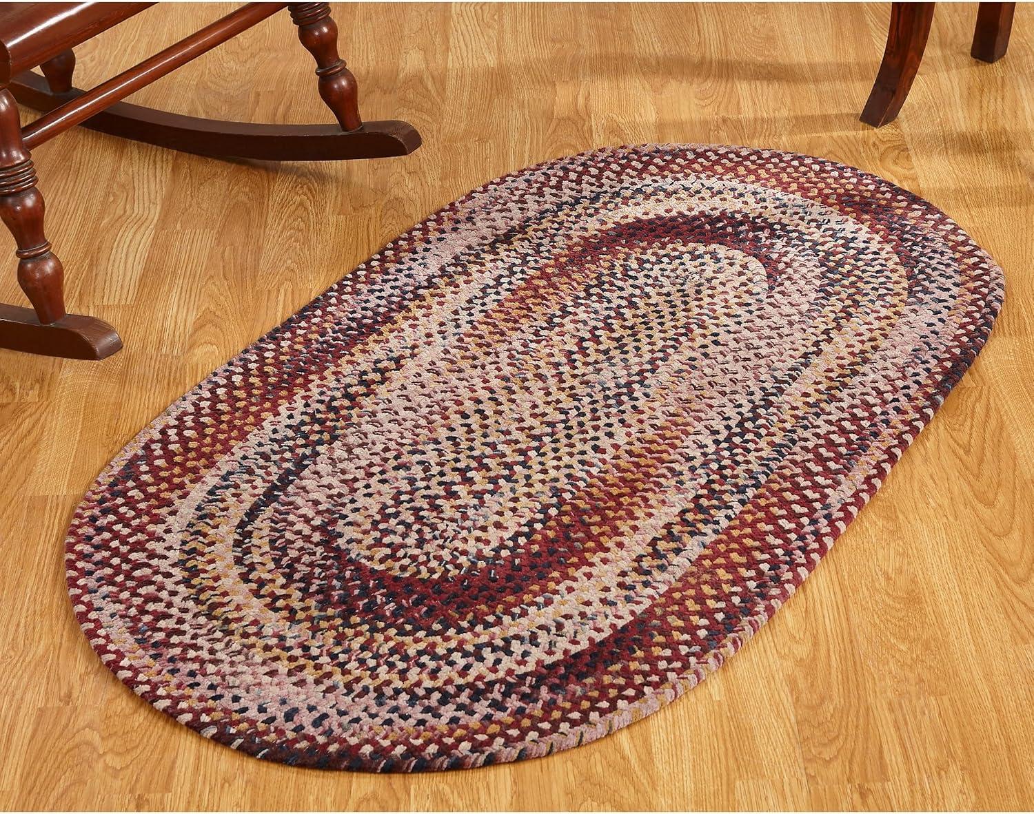 Better Trends Ombre Reversible, Spot Clean 100% Cotton 20" x 30" Braided Rug for All Ages- Burgundy