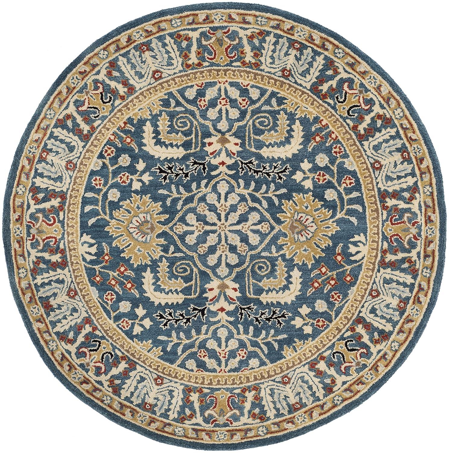 Antiquity AT64 Hand Tufted Area Rug - Dark Blue/Multi - 6' Round - Safavieh.