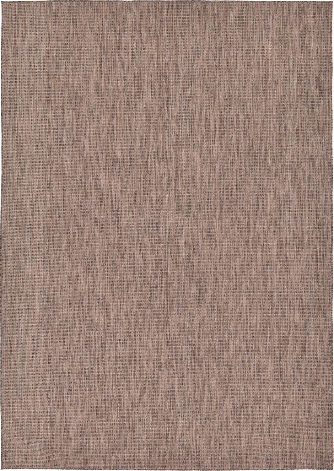 Unique Loom Outdoor Solid Collection Area Rug (8' x 11' 4" Rectangle Light Brown/Ivory)