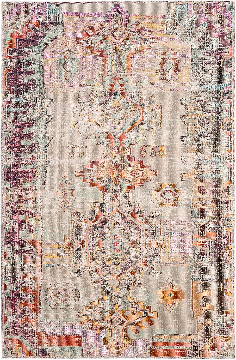 Crystal CRS517 Power Loomed Area Rug - Light Grey/Purple - 4'x6' - Safavieh.