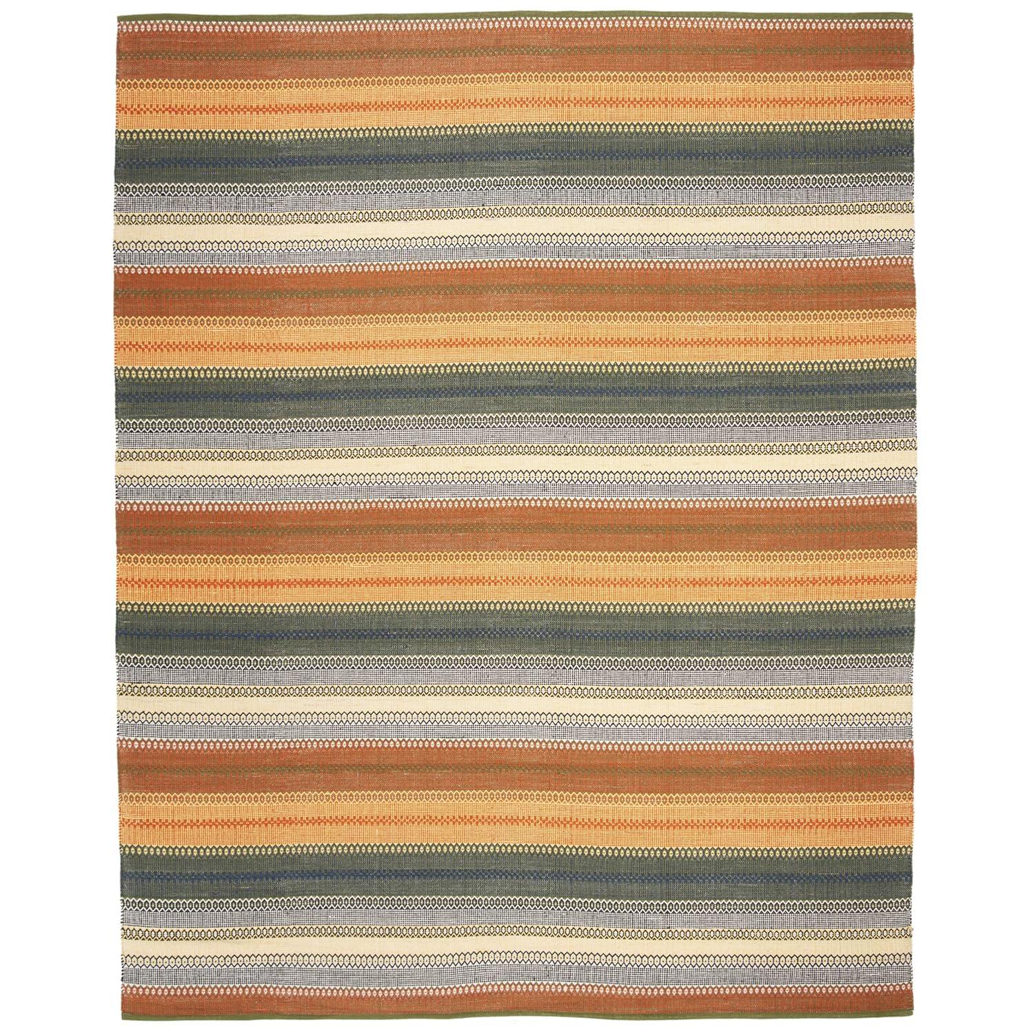 Striped Kilim STK412 Hand Woven Area Rug - Gold/Grey - 5'x8' - Safavieh.