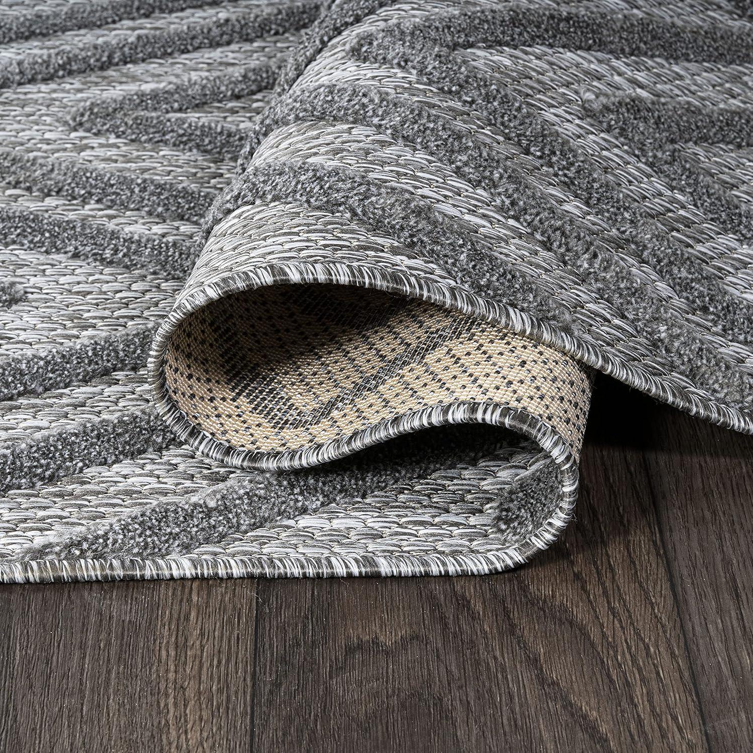 4'x6' Balansat Moroccan Diamond Indoor/Outdoor Area Rug, Dark Gray - JONATHAN Y