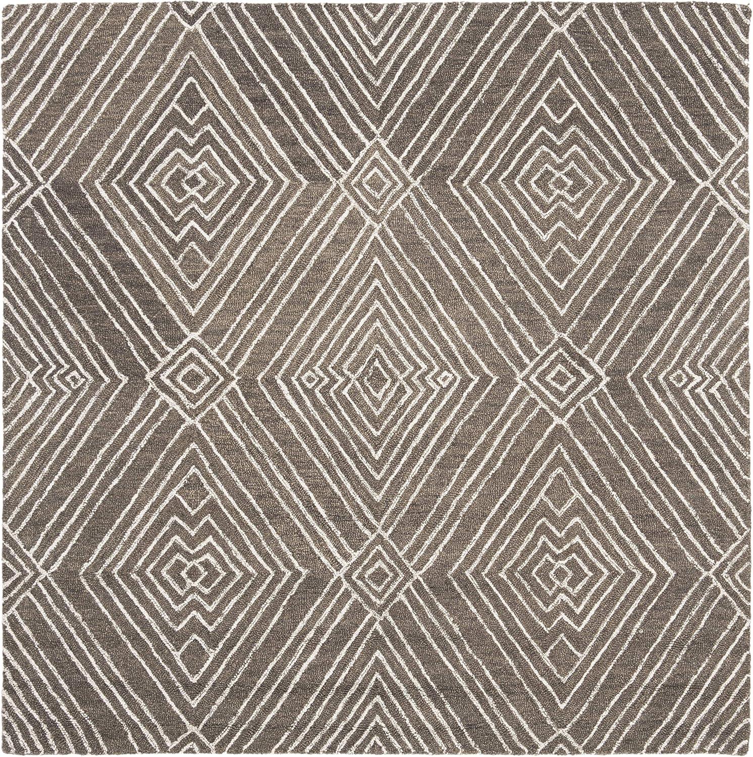 Micro-Loop MLP608 Hand Tufted Area Rug - Dark Grey/Ivory - 5'x5' - Safavieh.