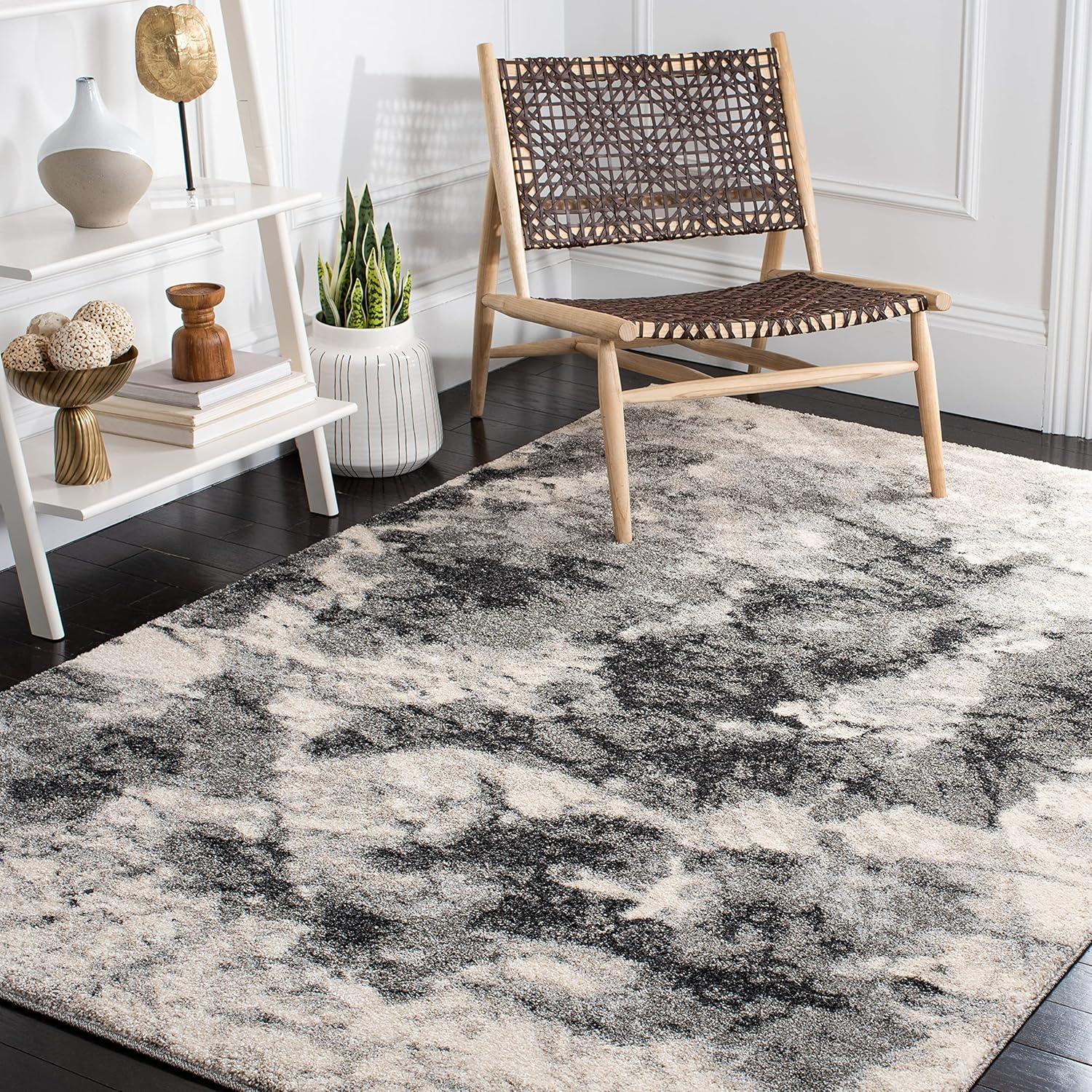 Retro RET2141 Power Loomed Indoor Area Rug - Cream/Grey - 4'x6' - Safavieh.