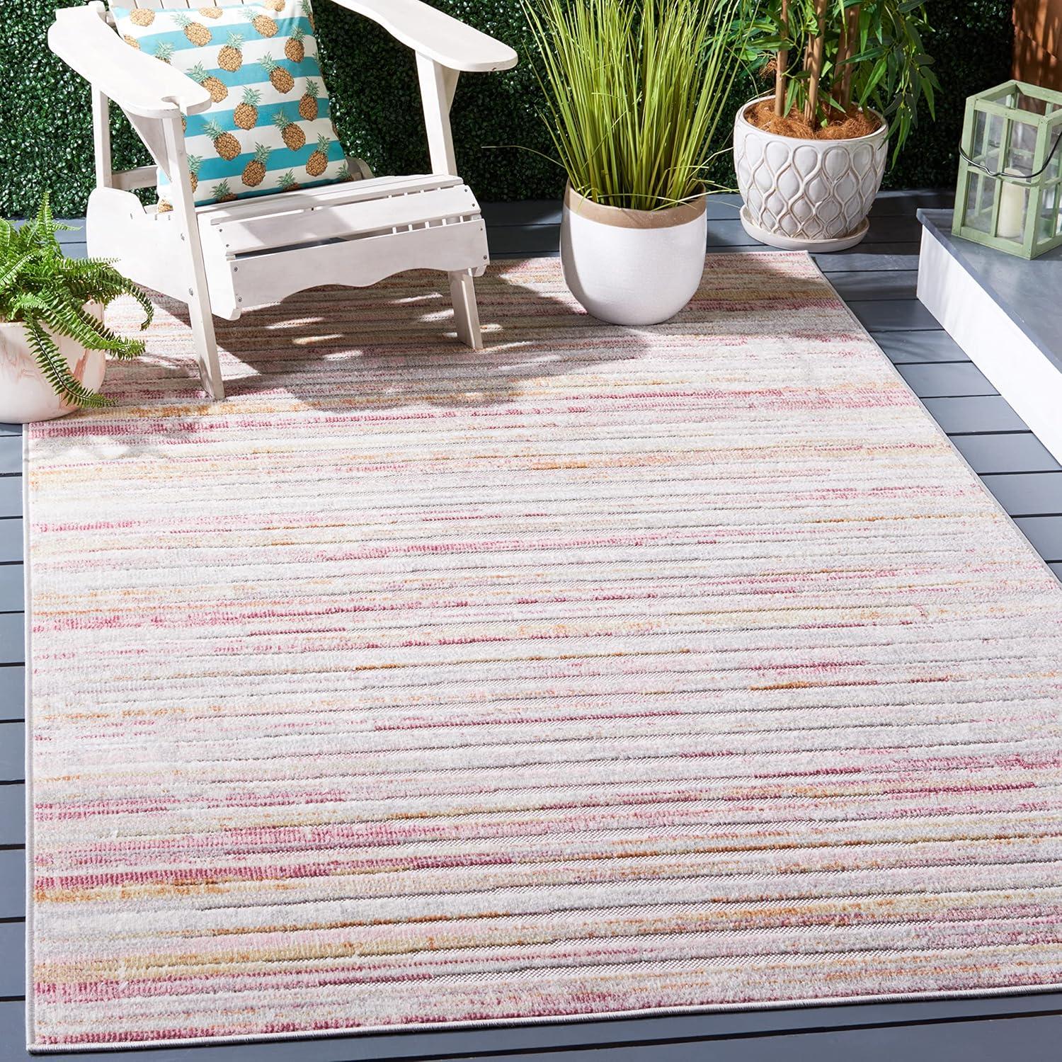 Cabana CBN502 Power Loomed Indoor/Outdoor Area Rug - Rust/Ivory - 5'3"x7'6" - Safavieh