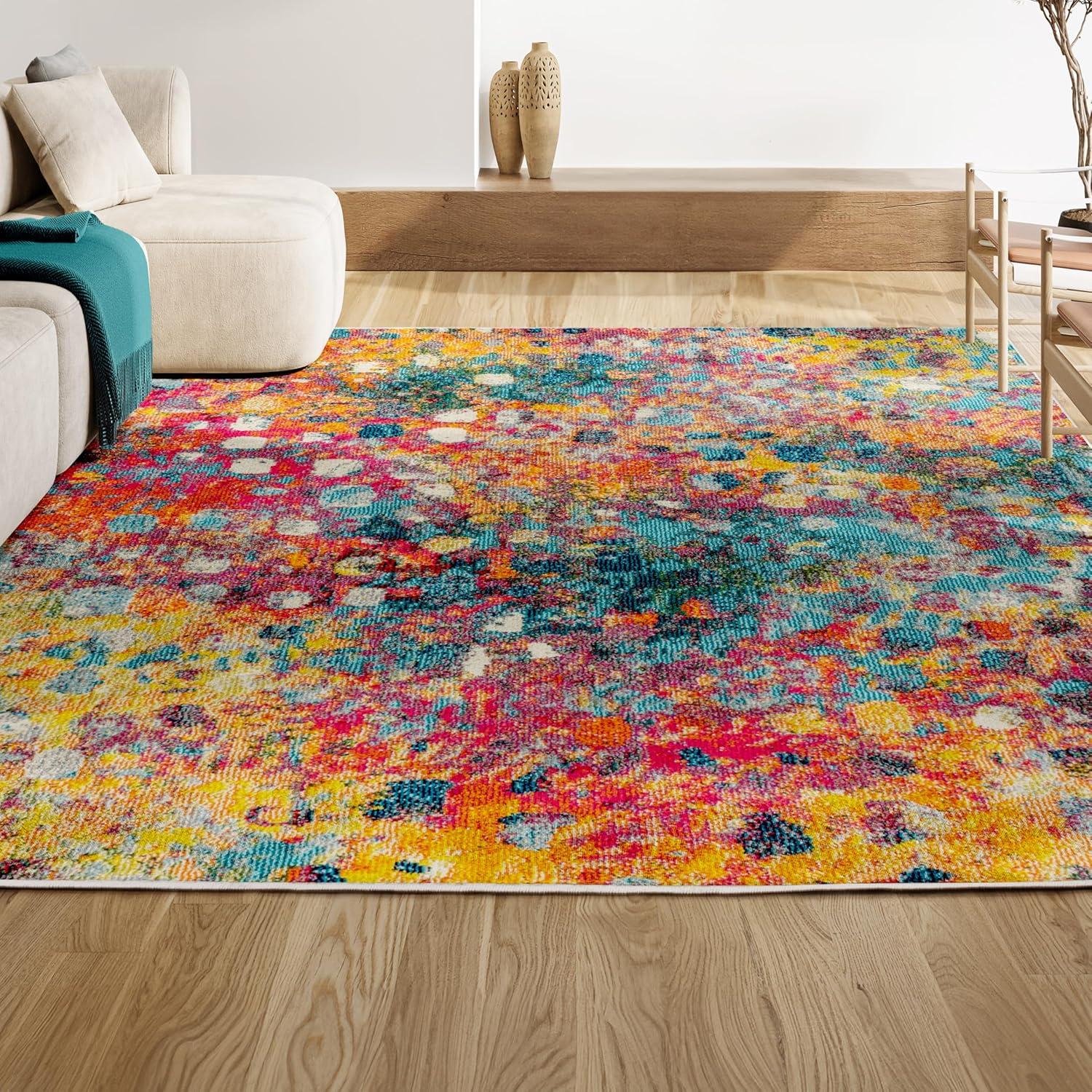 8'x10' Contemporary POP Modern Abstract Area Rug, Multi/Yellow - JONATHAN Y