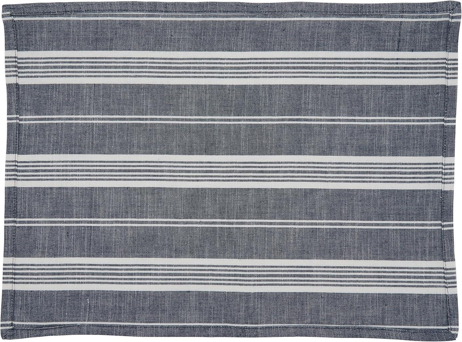 Rustic Black and White Striped Cotton Placemats Set of 4