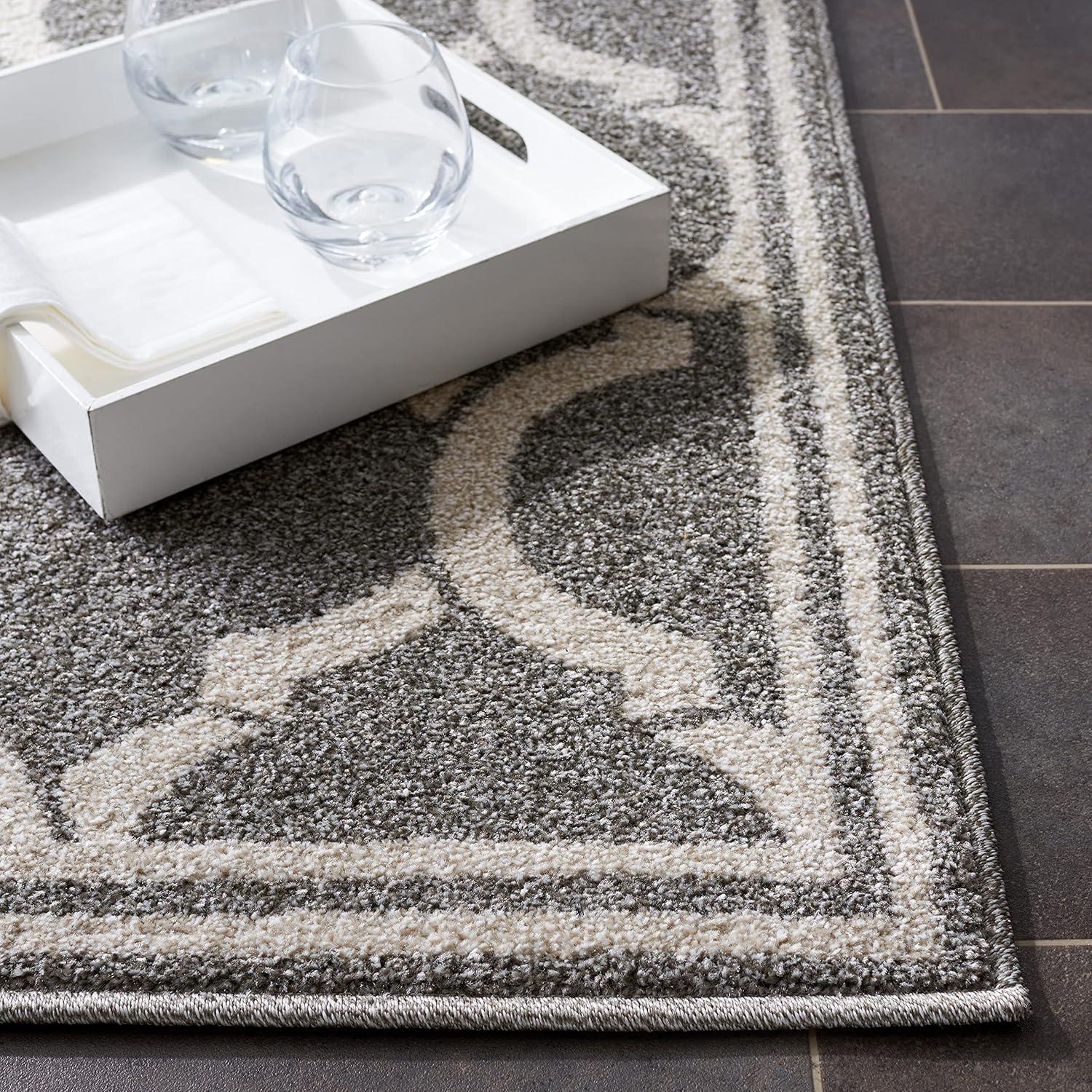 Amherst AMT415 Power Loomed Indoor Area Rug - Dark Grey/Beige - 4'x6' - Safavieh