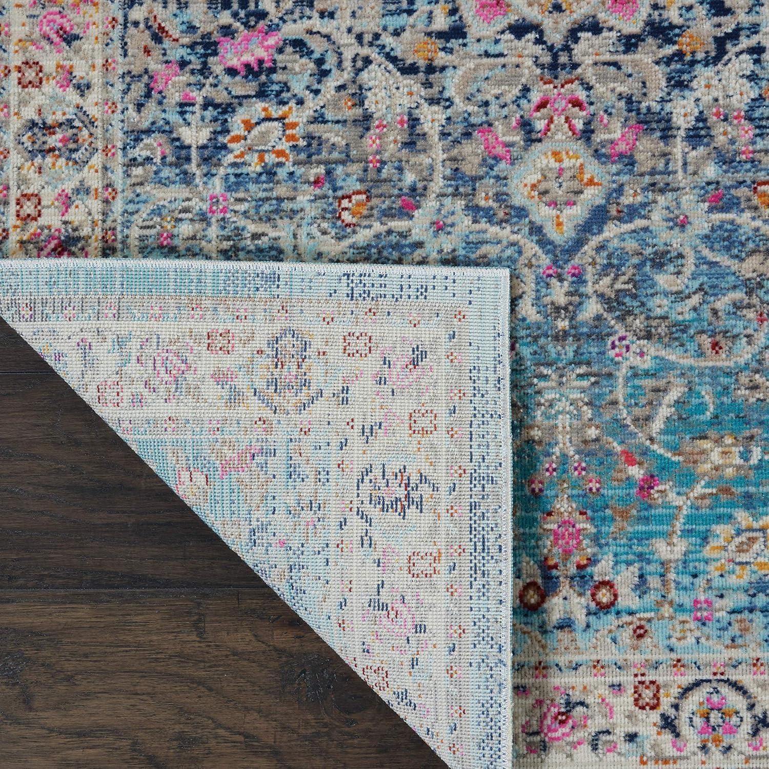 Nourison Vintage Kashan VKA01 Blue/Ivory/Orange Indoor Area Rug - 2' x 4'