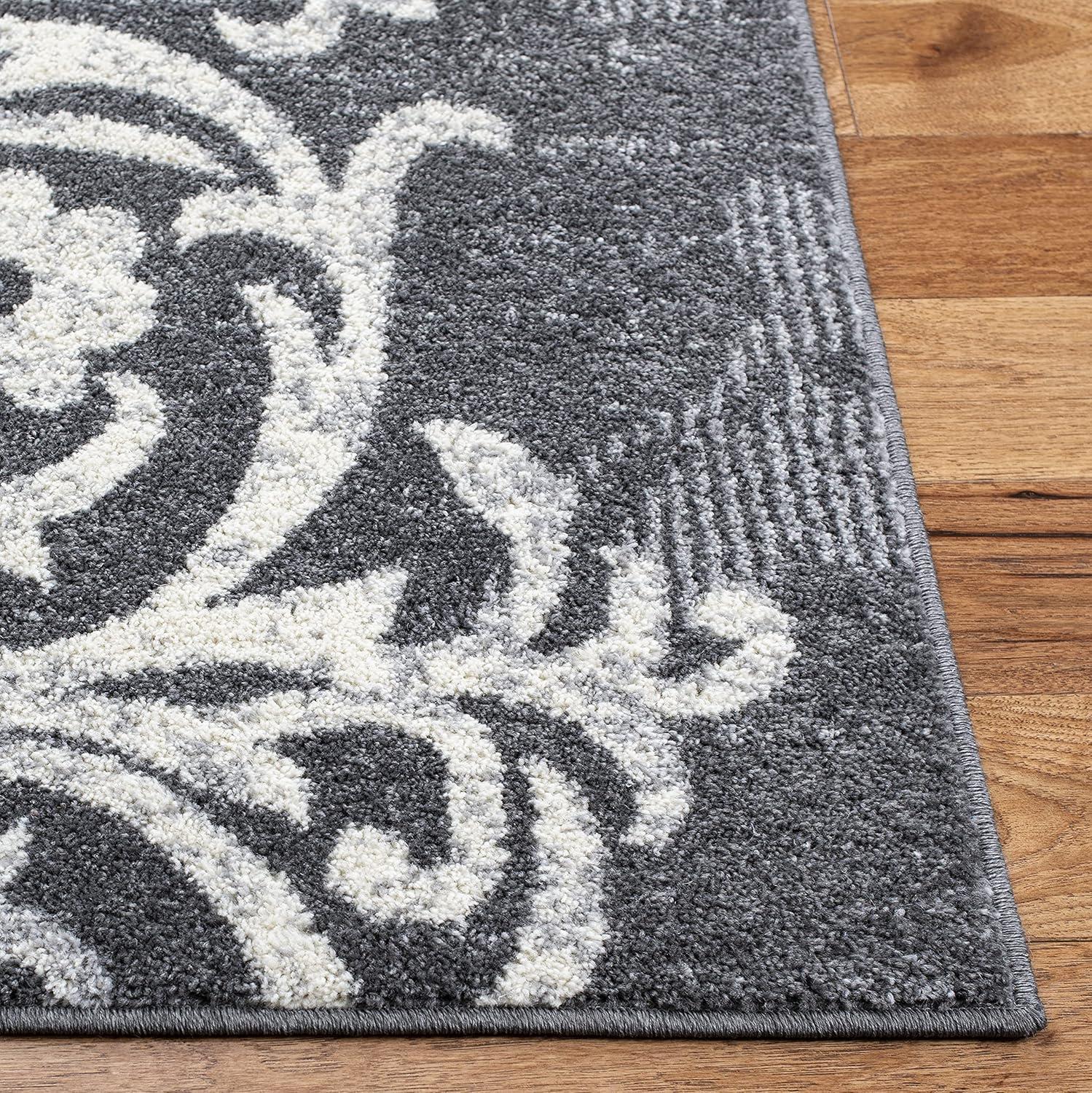 36" Black Square Stain-Resistant Synthetic Rug