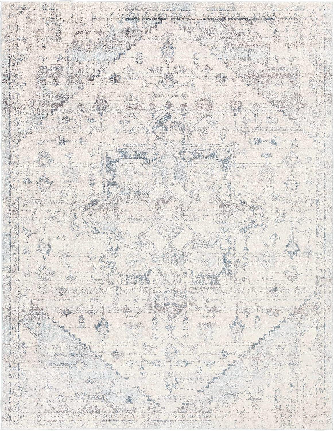 BoutiqueRugs Orrick Oriental Boho Vintage Large Area Rug - Farmhouse Traditional Patterned Rug for Living Room, Bedroom, Dining Room - Pale Blue, Aqua, Cream, Brown - 8'10" x 12' (9x12 Area Rug)