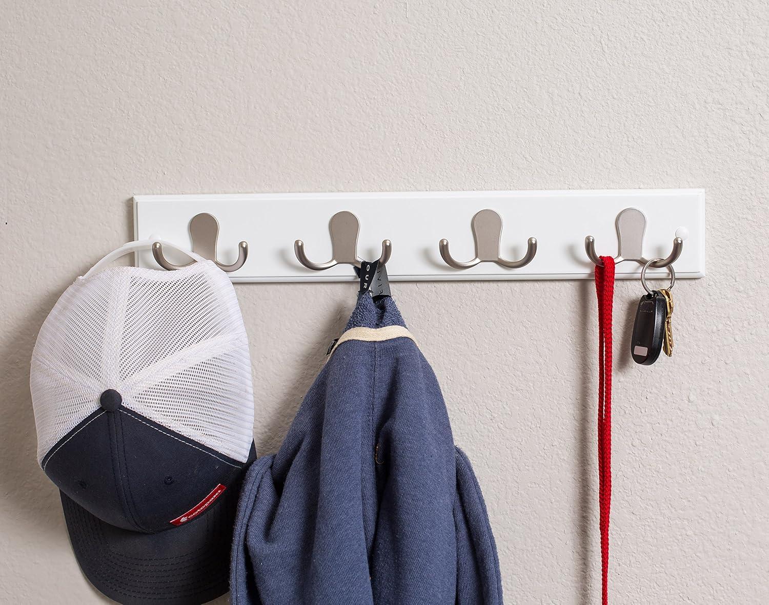 BirdRock Home Dual Hook Coat and Hat Rack - 4 Dual Hooks