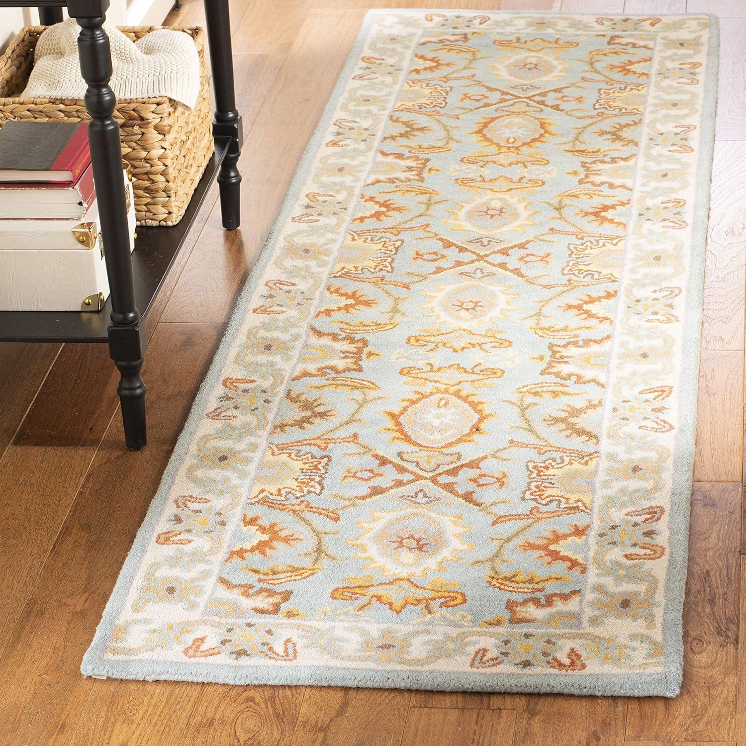 Heritage HG734 Handmade Runner Rug - 2'3"x18' - Light Blue/Ivory - Safavieh