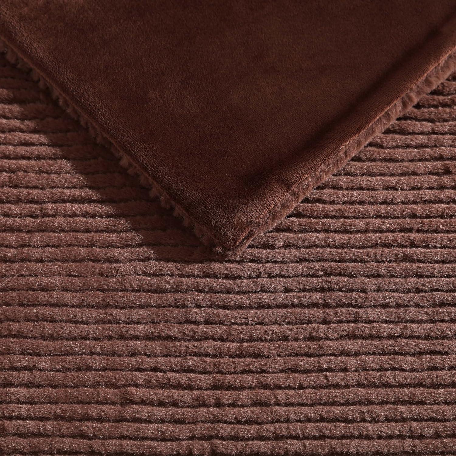 Eddie Bauer Eddie Bauer Ribbed Textured Stripe Solid Plush Throw Blanket