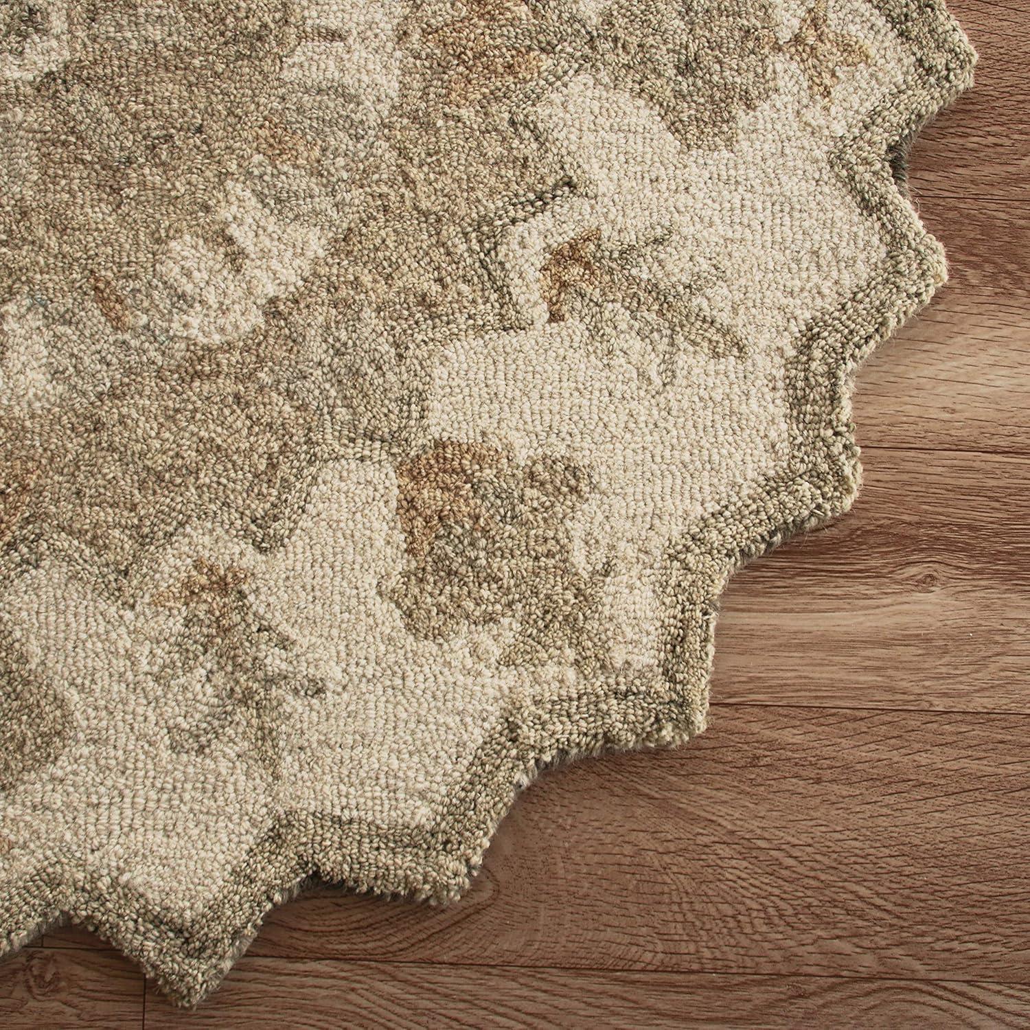 LR Home Daisey 2'3" x 3'10" Beige Classic Medallion Wool Hearth Indoor Area Rug