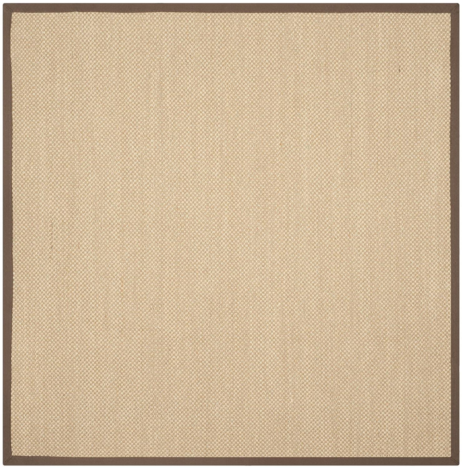 SAFAVIEH Natural Fiber Jovana Solid Area Rug, Maize/Brown, 4' x 4' Square