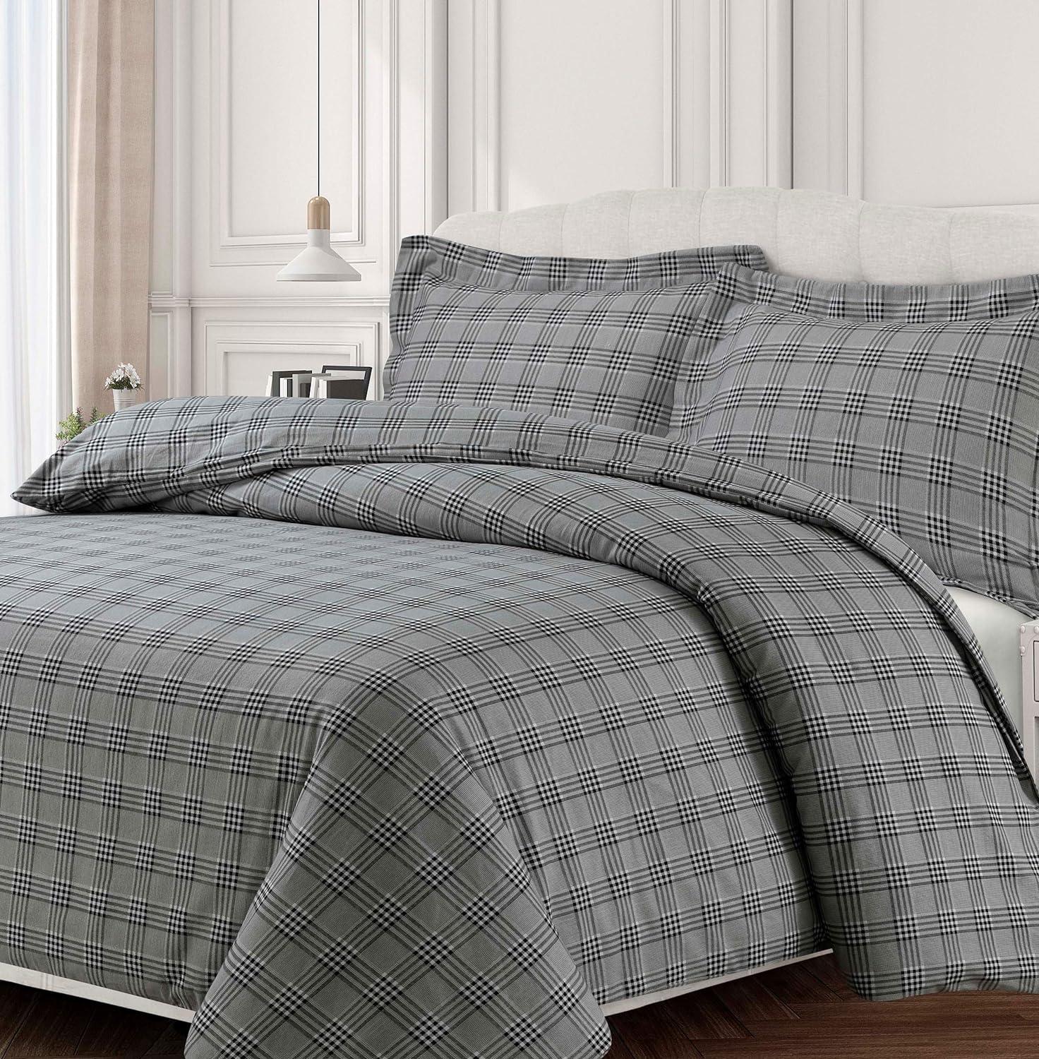 Savannah Cotton Flannel Printed Oversized Duvet Set - Tribeca Living