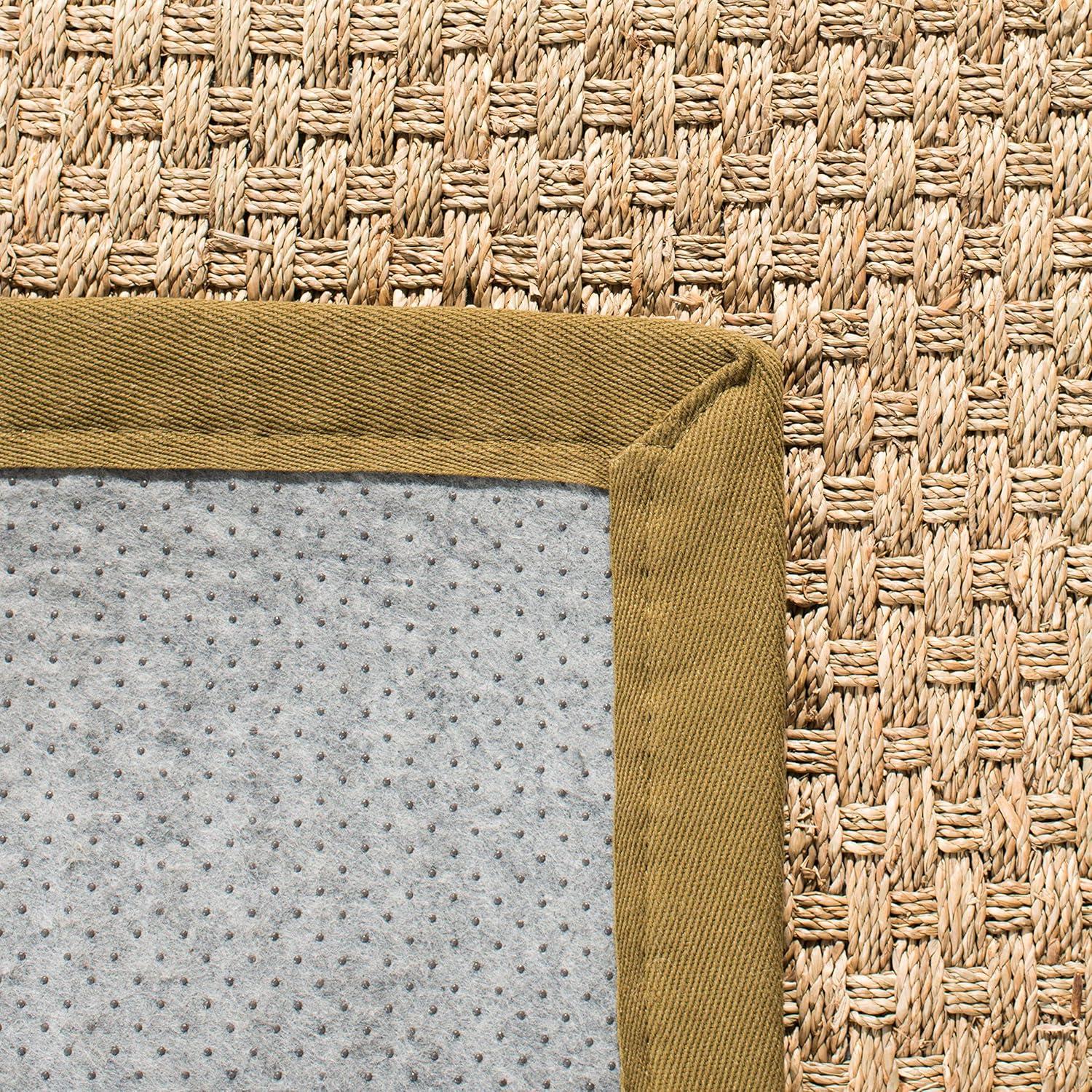 SAFAVIEH Natural Fiber Arbor Border Area Rug, Natural/Olive, 6' x 9'