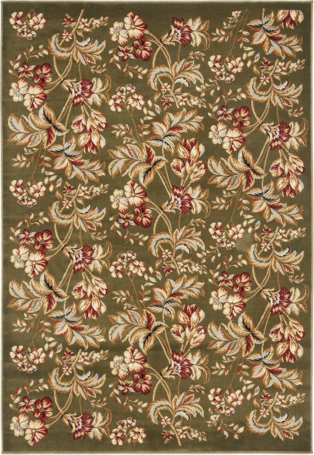 SAFAVIEH Lyndhurst Clara Floral Area Rug, Sage, 5'3" x 7'6"