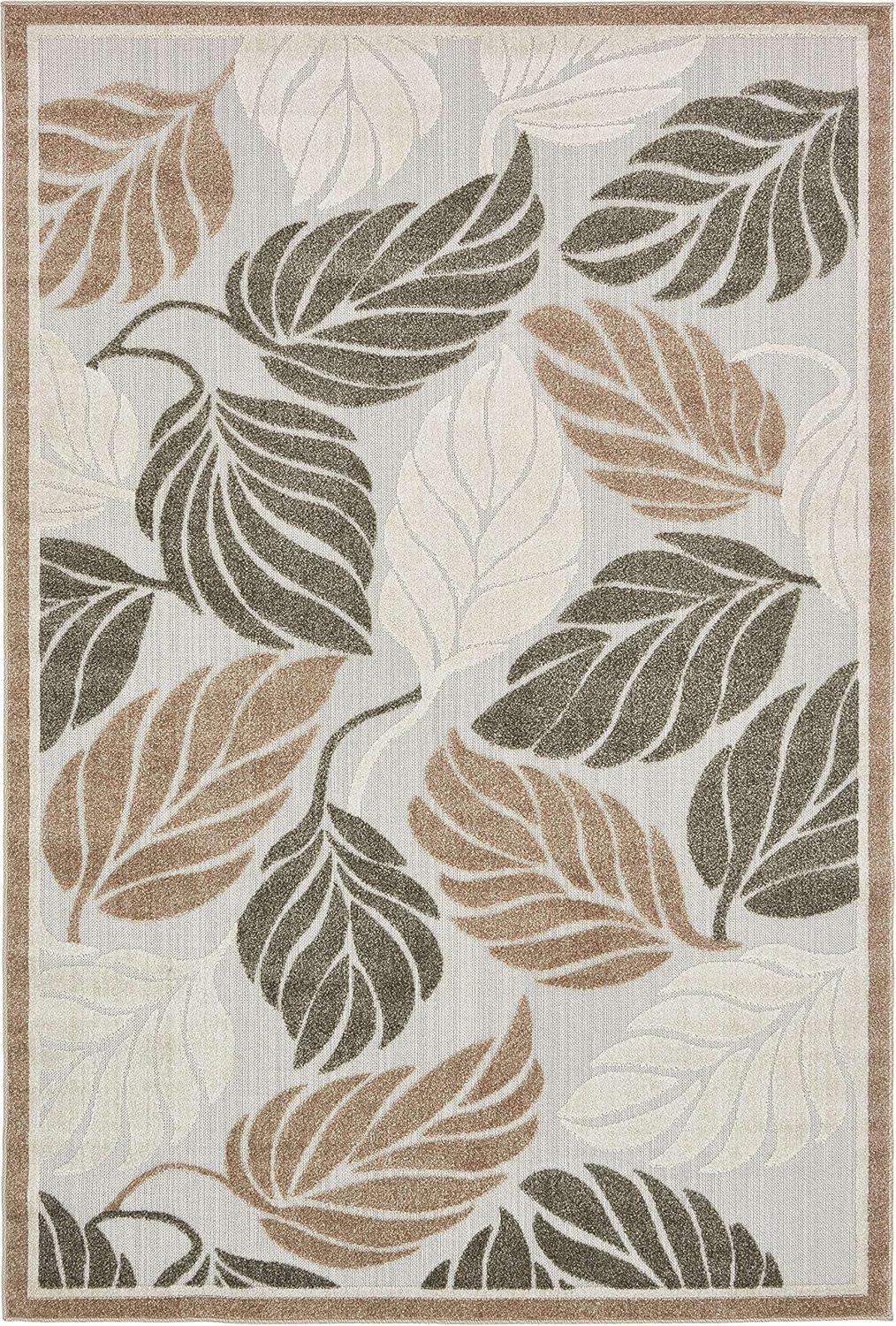 Unique Loom 6' 1 x 9' 0 Beige Outdoor Botanical Augusta Area Rug