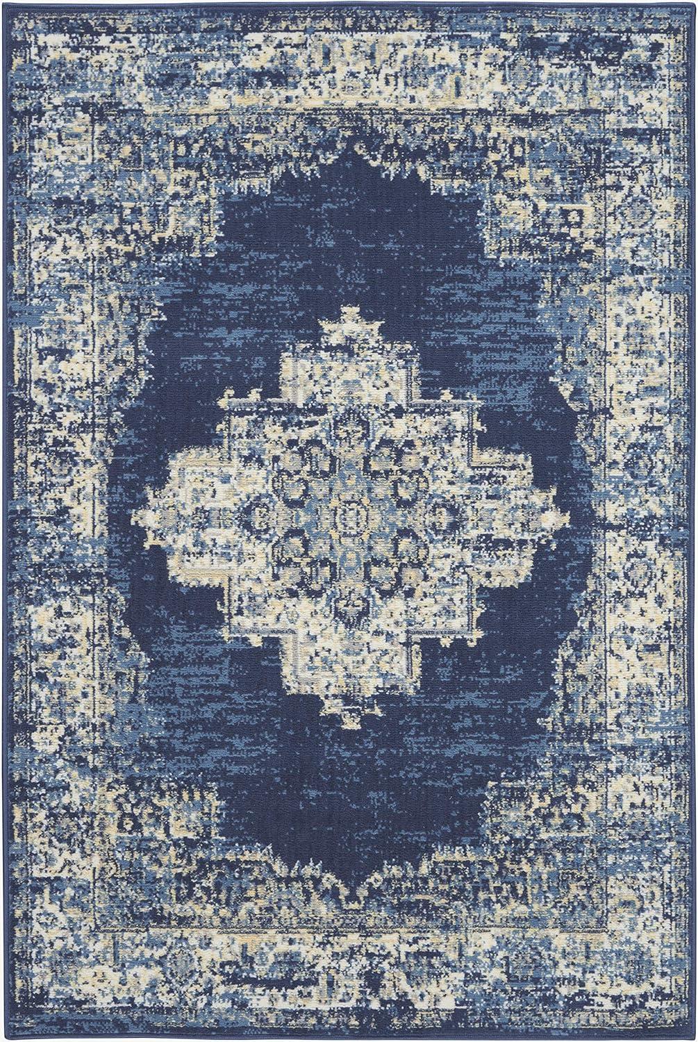 Charlton Home® Golter Grafix 5'3" X 7'3" Navy Blue Vintage Indoor Rug