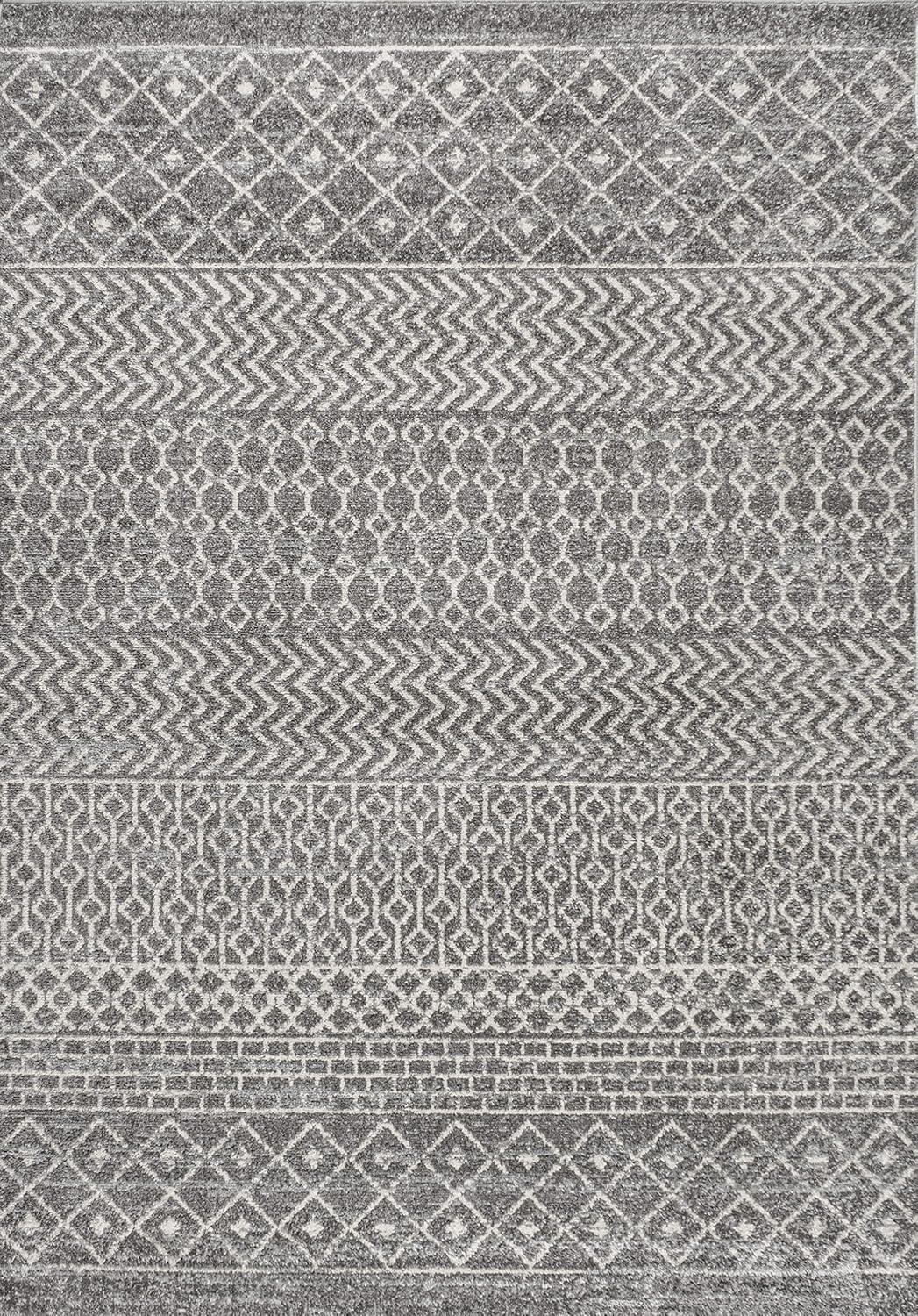 3' x 5' Arta Moroccan Modern Geometric Rug Area Rug, Gray/Cream - JONATHAN Y
