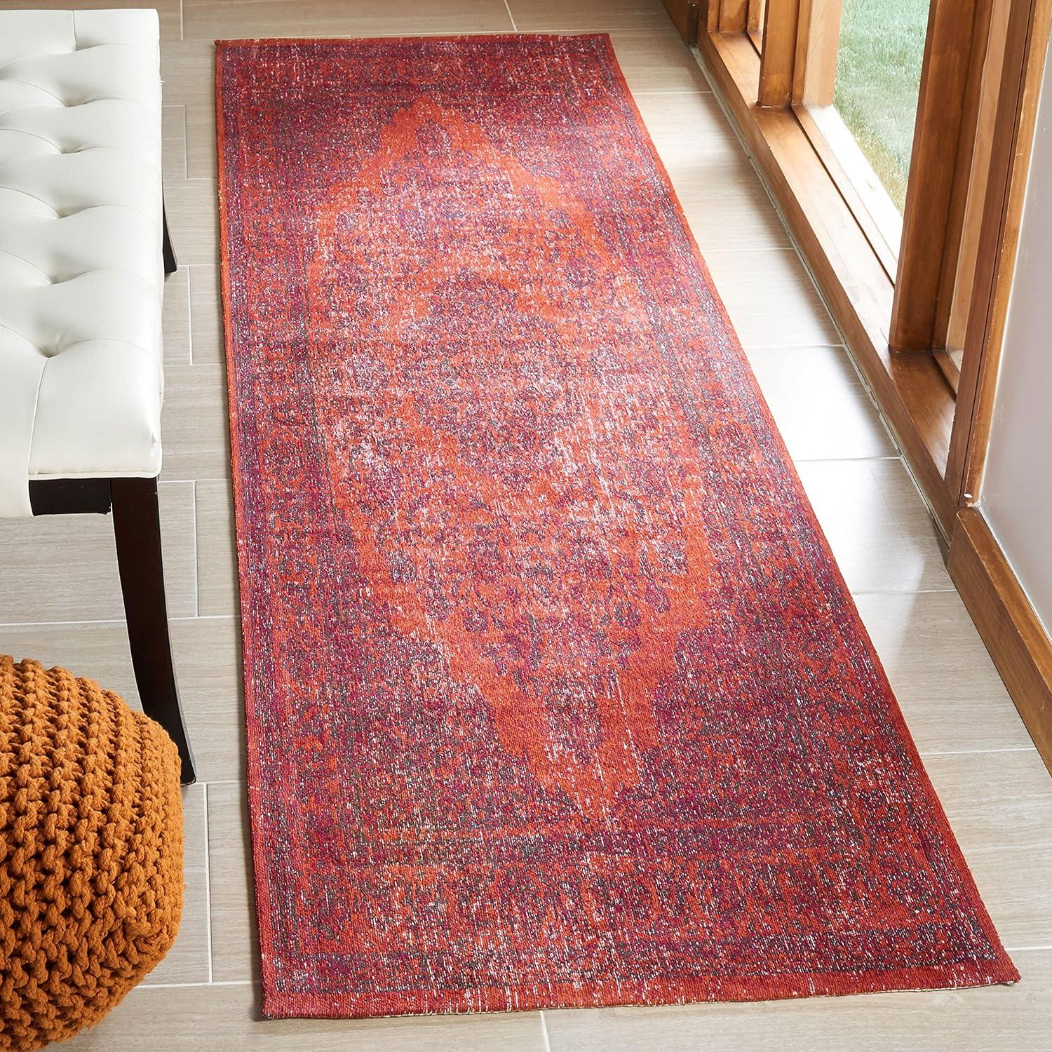 Classic Vintage Red and Orange Flat Woven Runner Rug