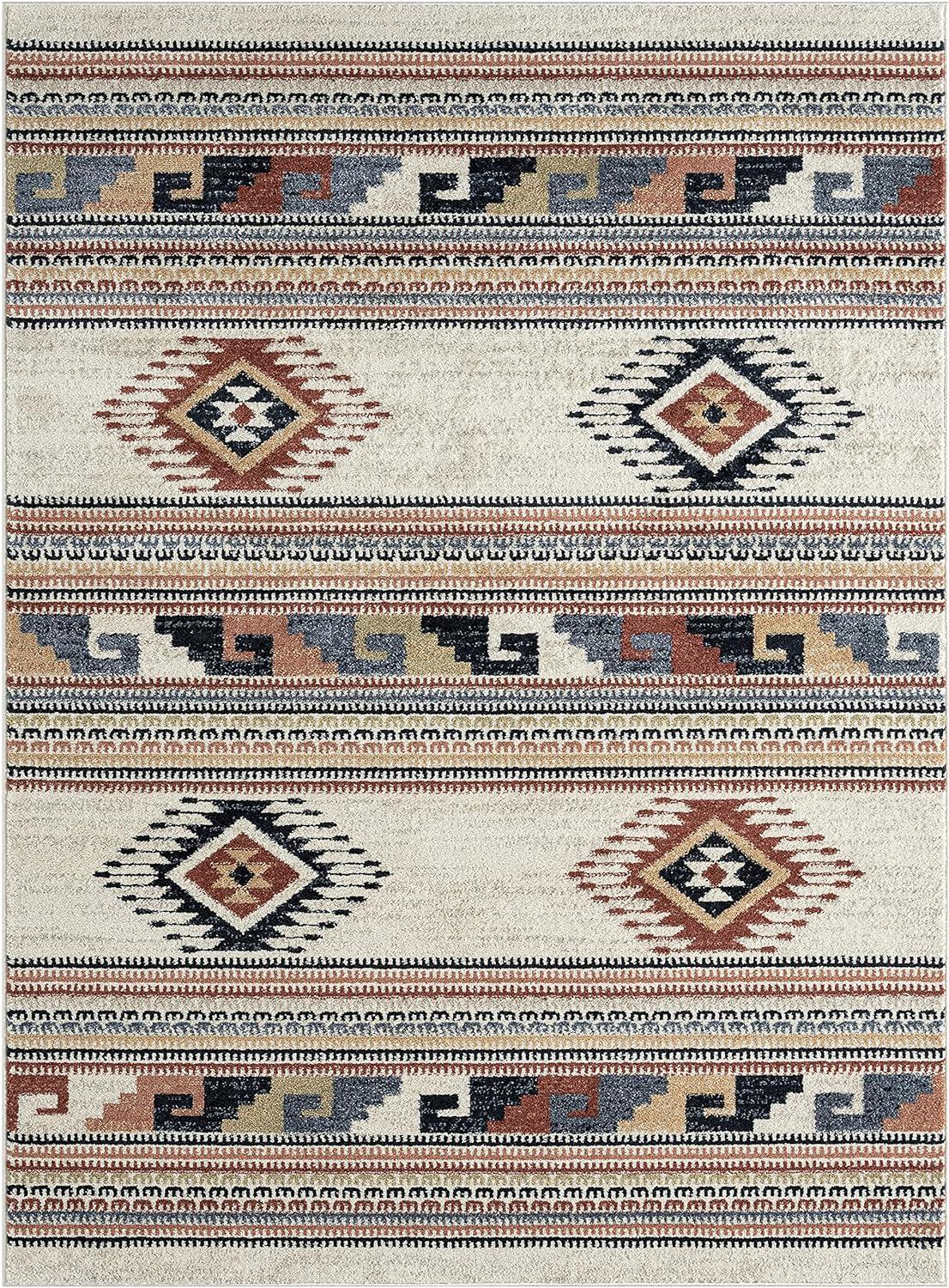 Abani Rug Sedona Southwestern Diamond Pattern Area Rug 6' x 9' - Beige