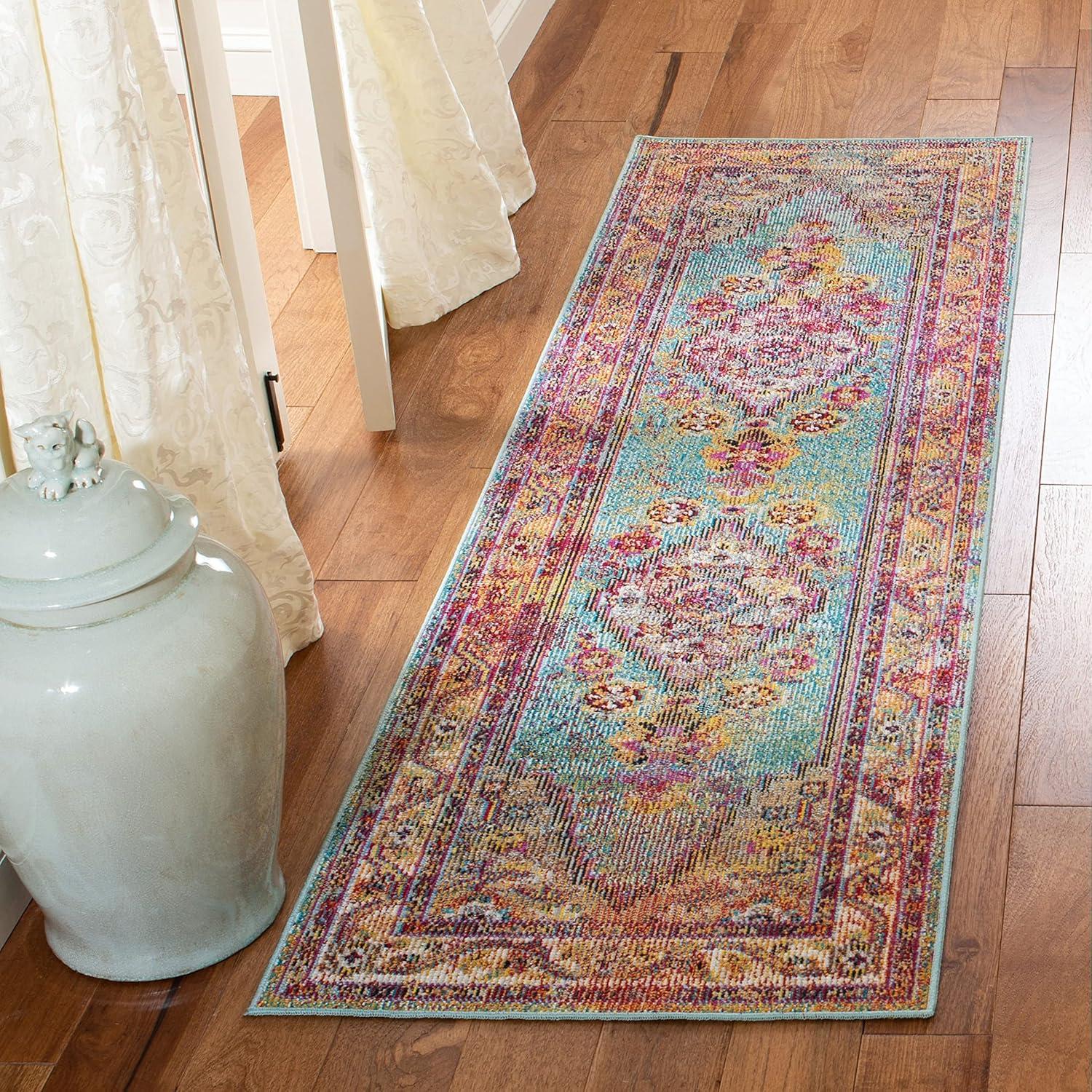 Crystal CRS507 Power Loomed Area Rug - Light Blue/Orange - 8'x10' - Safavieh.