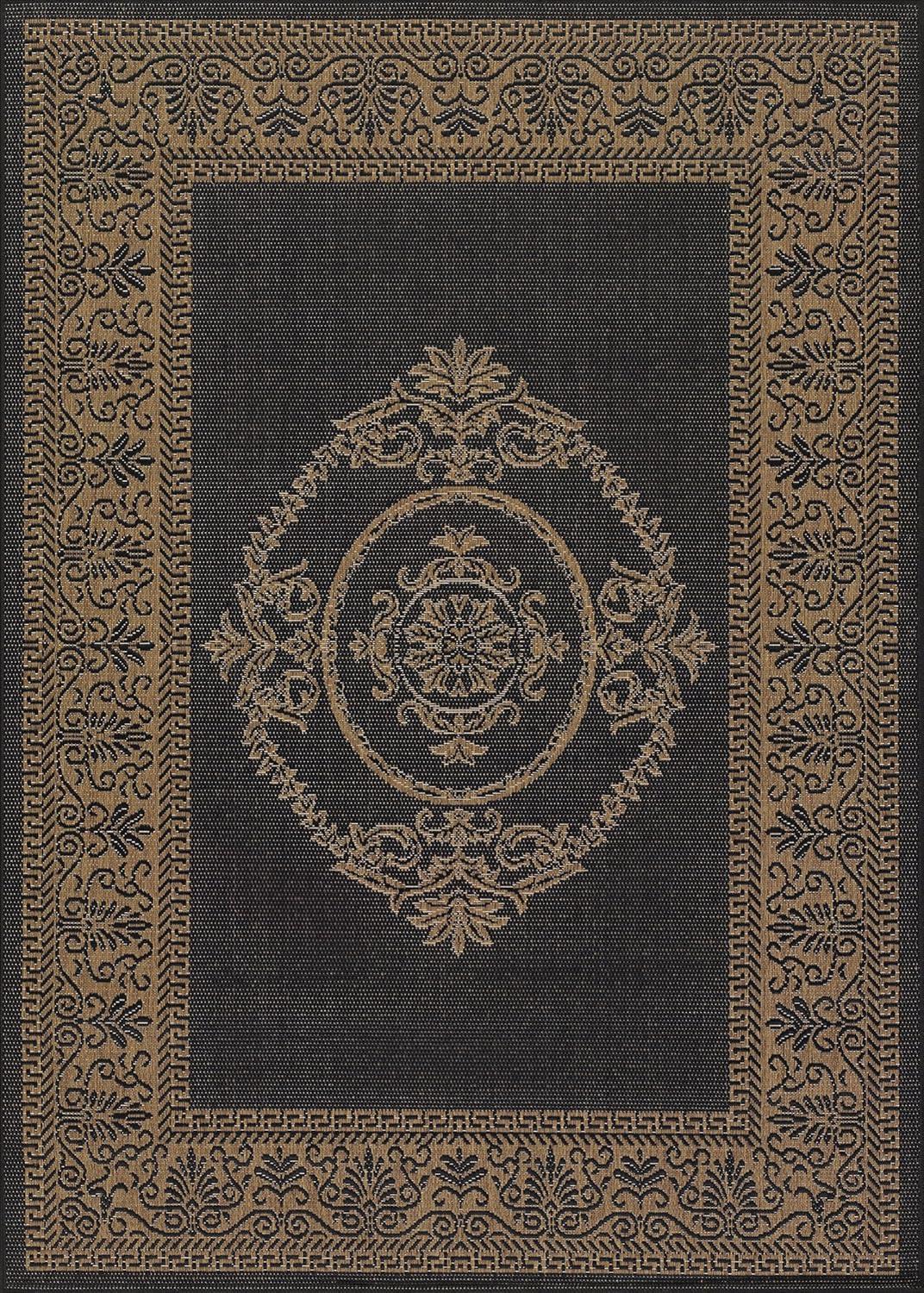 Couristan Recife Antique Medallion Area Rug, 7'6" x 10'9", Black-Cocoa