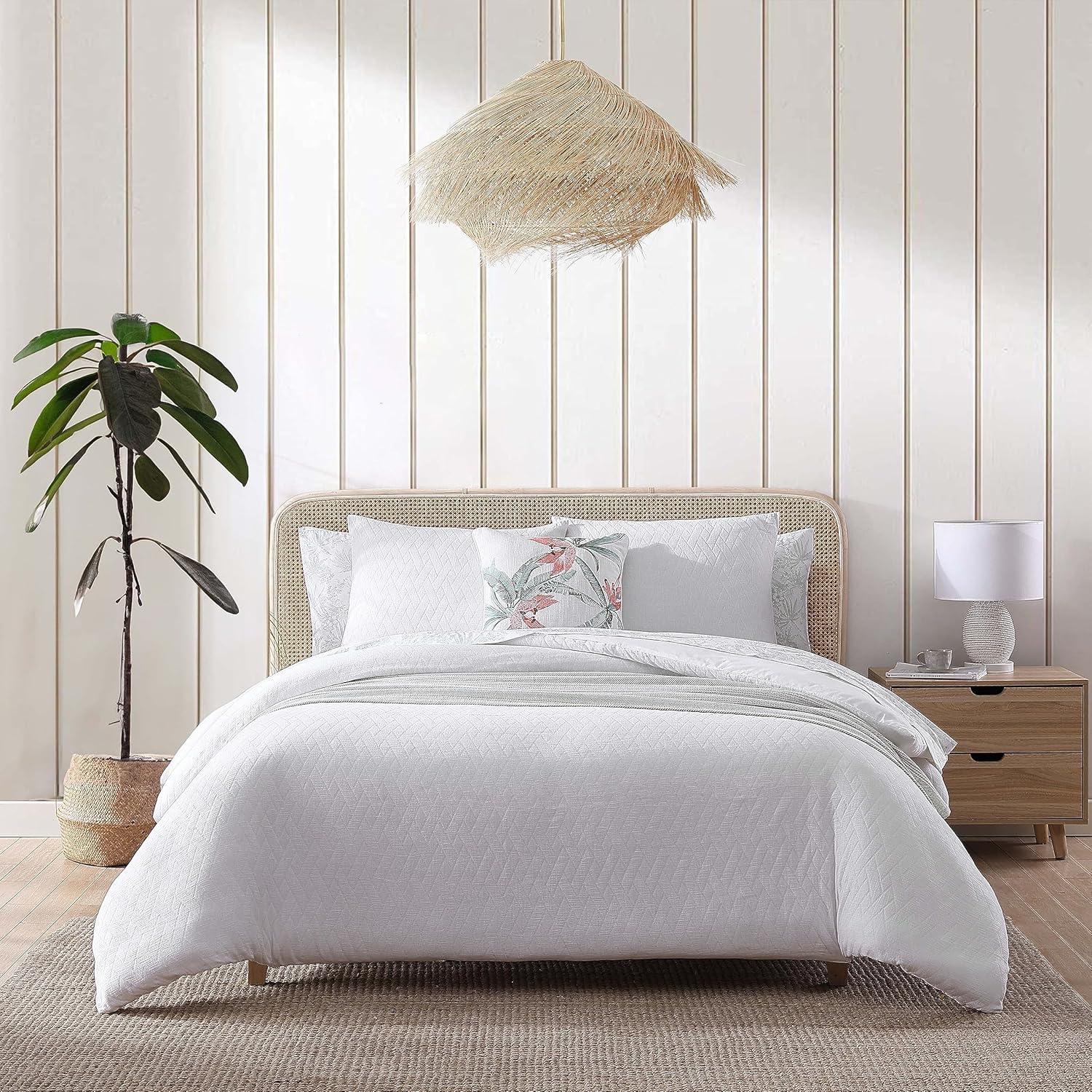 Tommy Bahama Wicker Solid White Duvet Cover Set