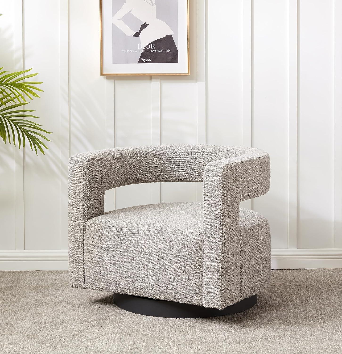 Edgar Velvet Swivel Chair - SFV4764 - Light Grey/Black - Safavieh Couture