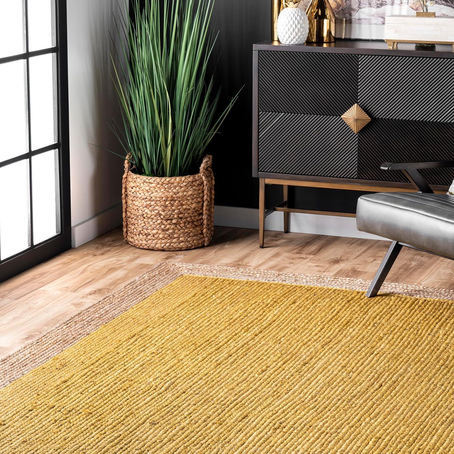 Yellow Solid Loomed Area Rug - (2'x3') - nuLOOM: Modern Jute, Low Pile, Indoor Rectangle Rug, Vacuum & Spot Clean