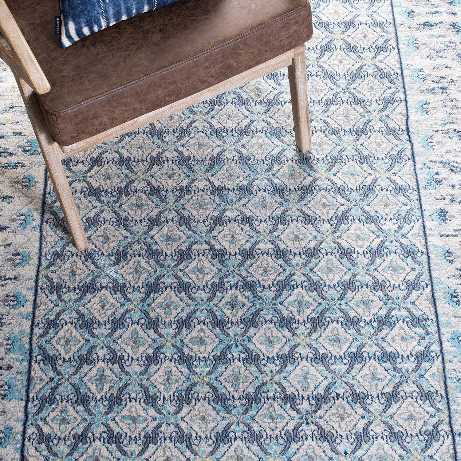 Brentwood BNT899 Power Loomed Indoor Area Rug - Ivory/Aqua - 8'x10' - Safavieh