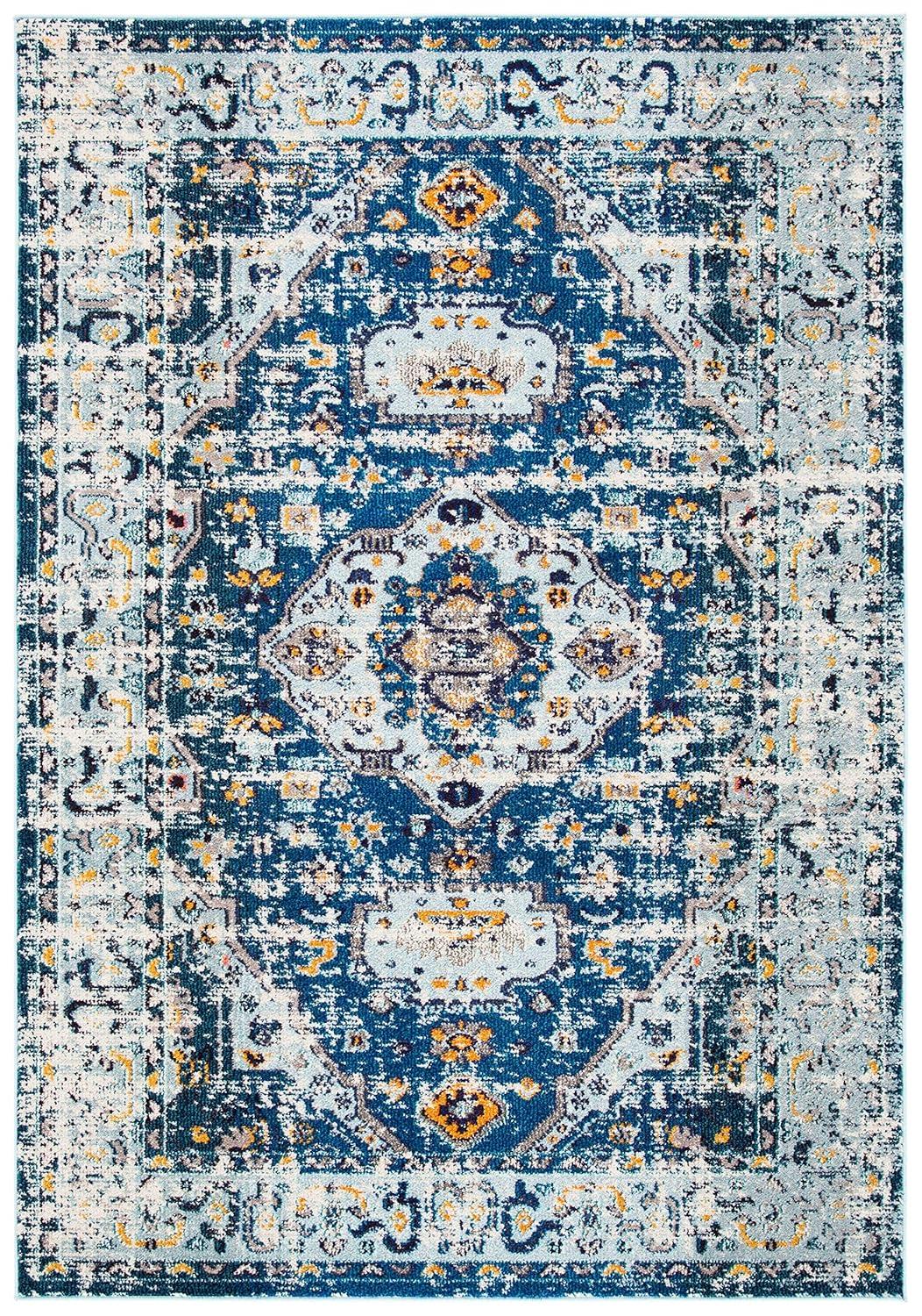 Madison MAD468 Power Loomed Indoor Area Rug - Dark Blue/Light Blue - 4'x6' - Safavieh