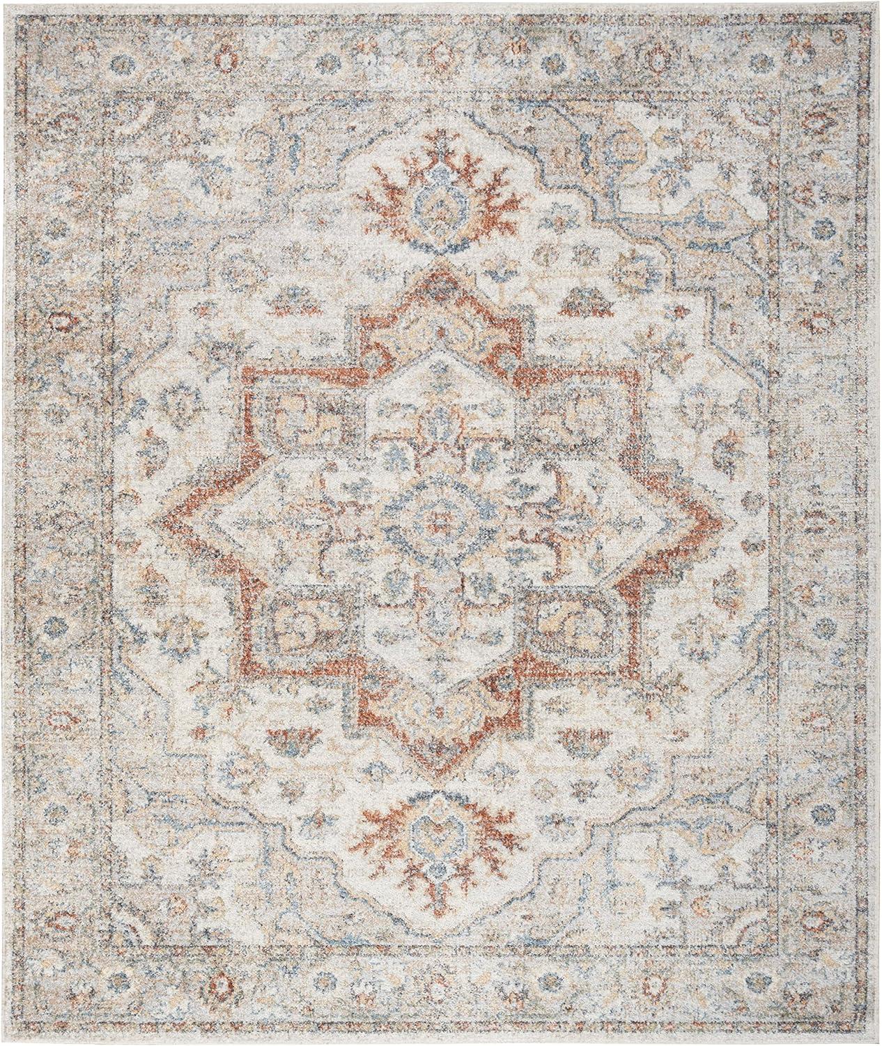 Nourison Astra Machine Washable Vintage Medallion Indoor Rug Grey/Multi 7'10" x 10'