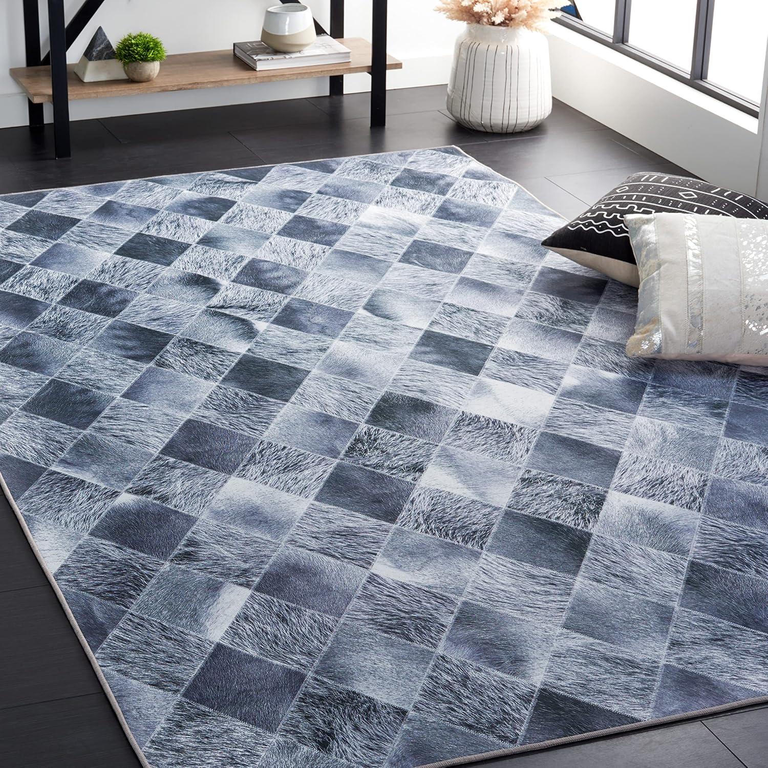Faux Hide FAH550 Power Loomed Machine Washable Area Rug - Grey/Dark Grey - 8'x10' - Safavieh.