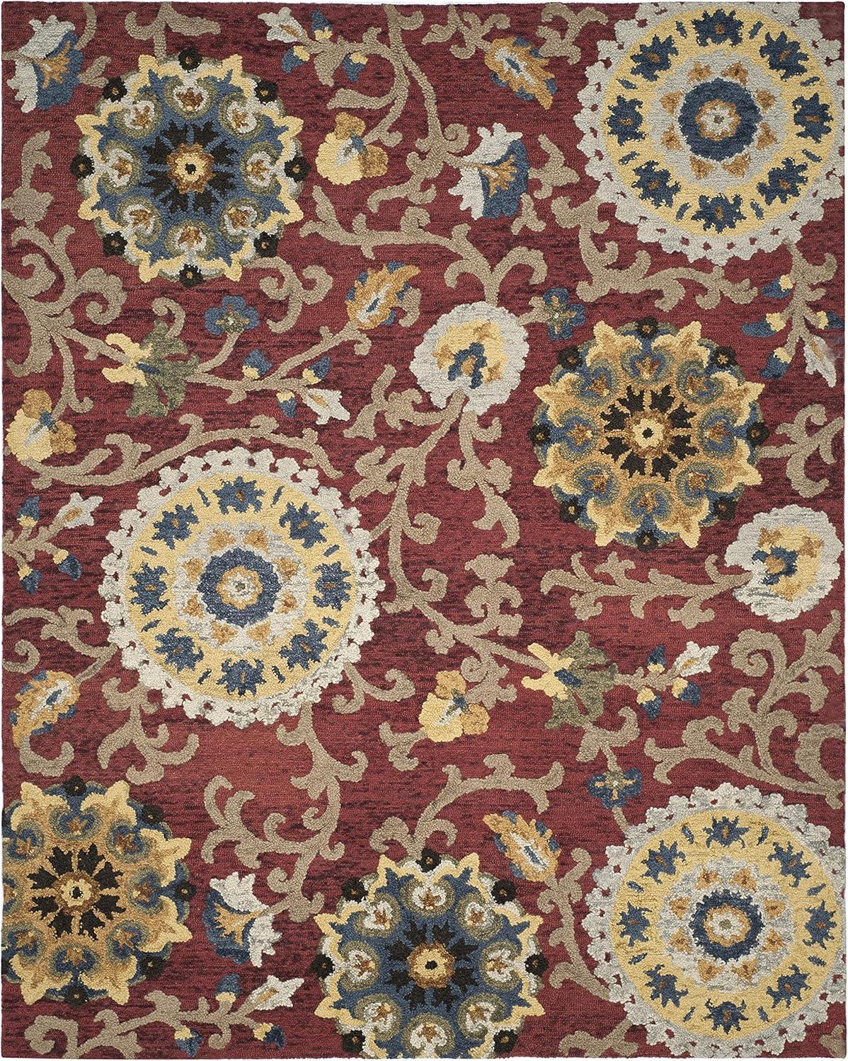 SAFAVIEH Blossom Danny Floral Wool Area Rug, Red/Multi, 9' x 12'