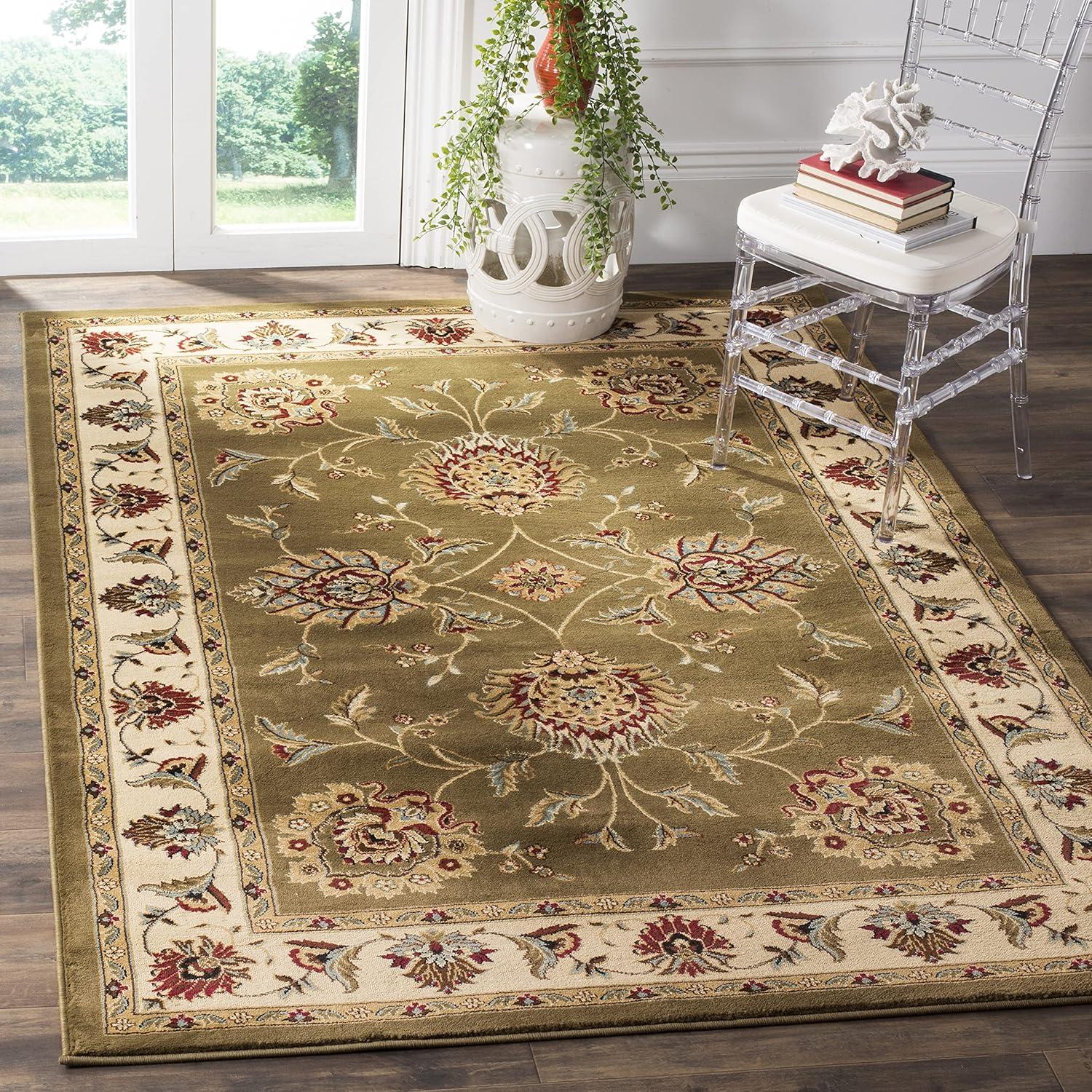 Lyndhurst LNH555 Power Loomed Area Rug - Green/Ivory - 4'x6' - Safavieh