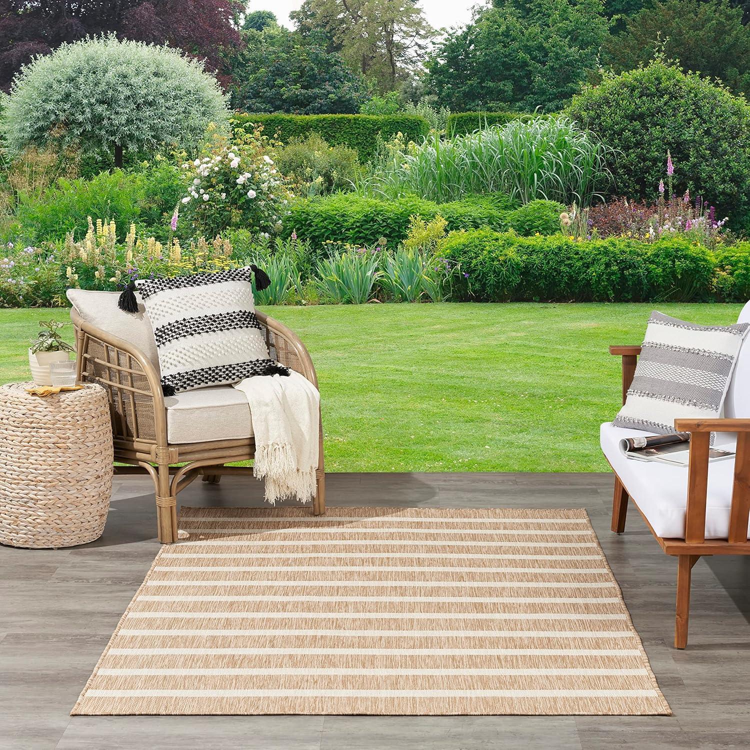 Nourison Positano Modern Stripes Flatweave Outdoor Rug